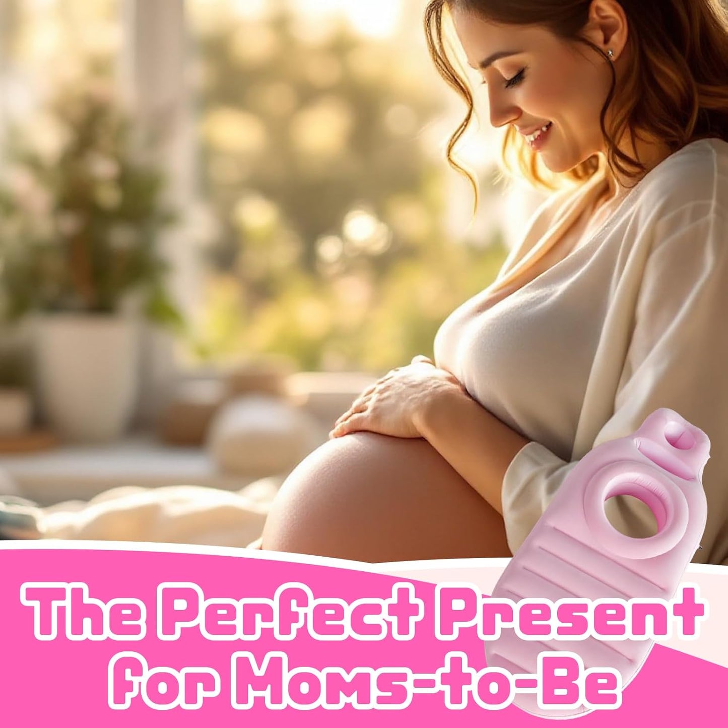 Portable Inflatable Pregnancy Pillow, Full Body Support Pregnancy Mattress with Electric Pump, Pregnant Blow Up Pillow with Hole for Stomach Sleeping, Back Pain & SPD Relief (Khaki)