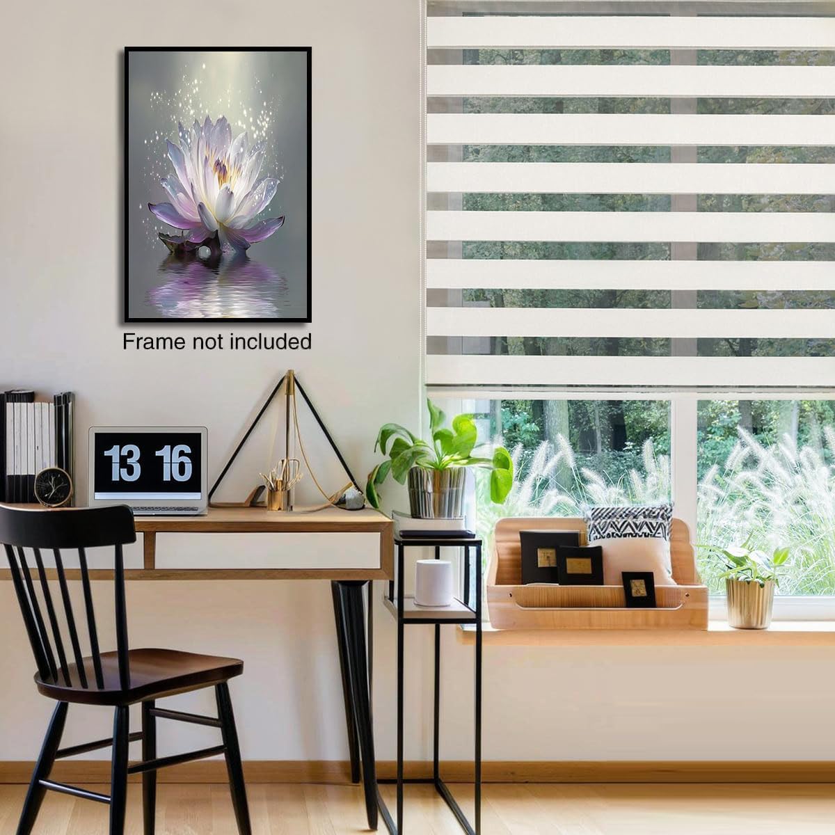 GDJSMIN Fantasy Realism Style Wall Art, White Lotus Purple Light Poster for Reading Room Living Room Decor 16x 24 inch Unframed