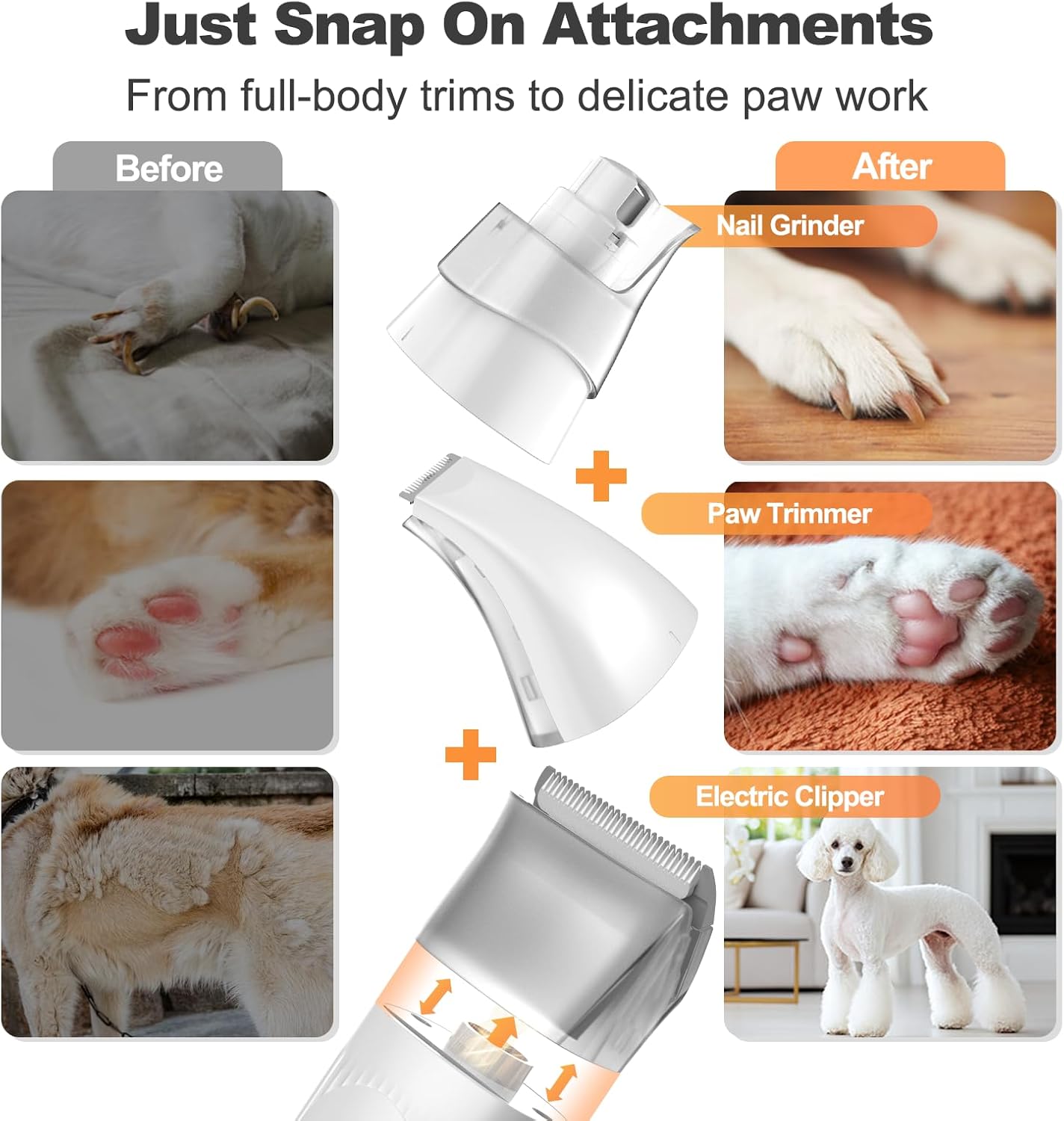 Afloia 6-in-1 Dog Grooming Kit, Pet Grooming Vacuum for Shedding, Dog Hair Vacuum with Clipper Nail Trimmer Grinder, Pet Brush Groomer at Home, Low Noise Cats Hair Remover, 1.5L Dust Cup, White