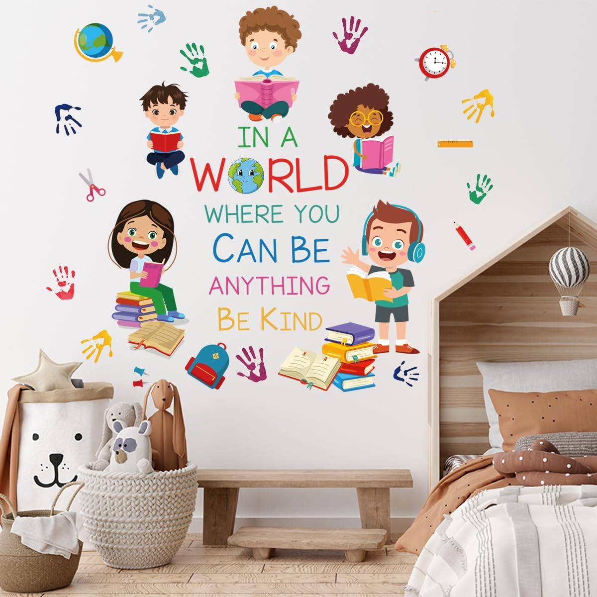 Be Kind Quotes Wall Decals Peel and Stick Vinyl Quotes Stickers Colorful Lettering Inspirational Wall Decal Wall Art for Kids Room Nursery Bedroom Wall Decor Family Wall Stickers Decor