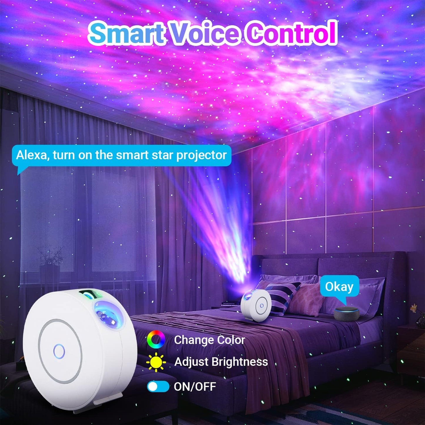 Galaxy Projector for Bedroom,Star Projector Galaxy Light,Northern Lights Projector,Ceiling Starlight Projector,Nebula Lamp,Smart APP&Voice Control,Aurora LED Night Light for Valentines Day Gifts