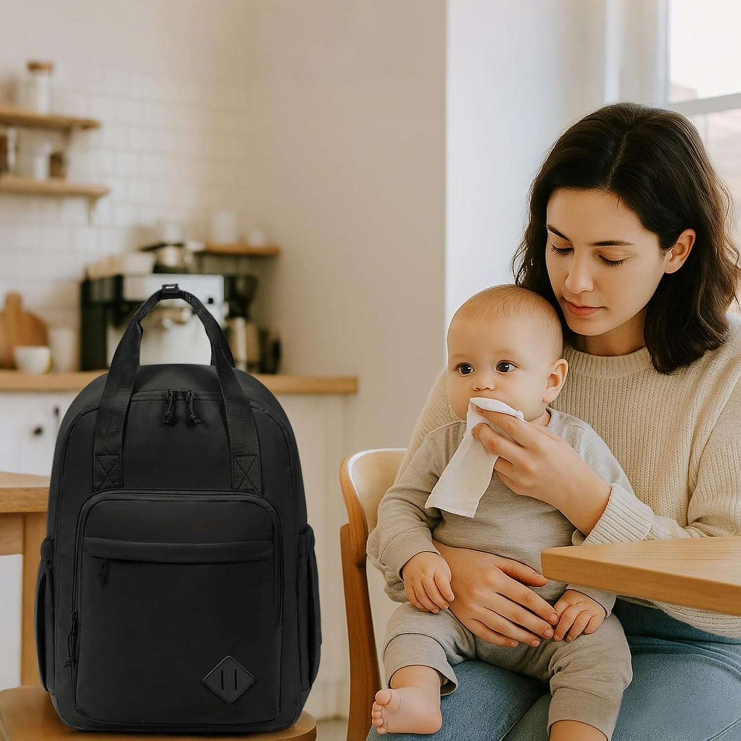 CEI-CEI Diaper Bag Backpack Large Baby Diaper Bag Water-resistant Travel Diaper Backpack for Boys Girls Newborn with Insulated Pockets, Changing Pad, Stroller Straps