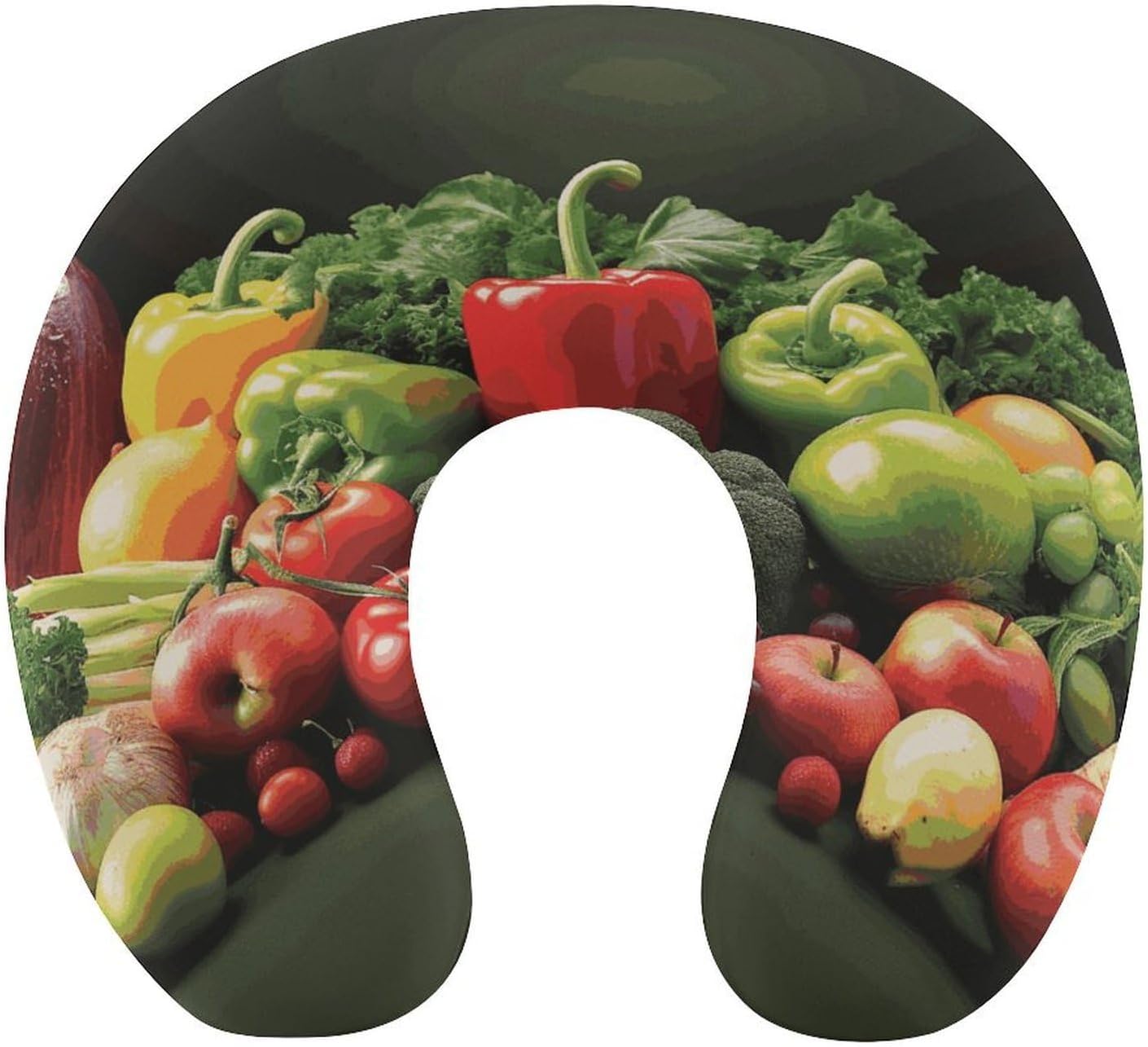 Fruits and Vegetables Neck Pillow Memory Foam U Shaped Pillows Portable Pillows for Shoulder Travel Head Support Pillow with Concealed Zipper for Airplane Car Home Office