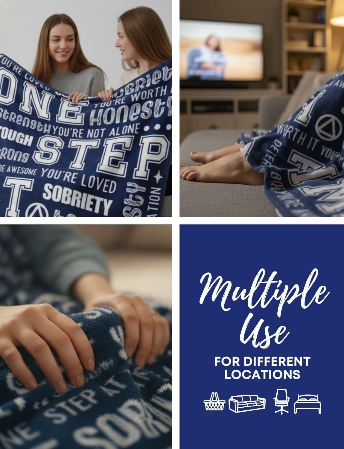 Sobriety Gifts for Women and Men, AA Gifts Sobriety for Women, Sobriety Blanket, Sober Gifts for Women, Friends, Flannel Throw Blanket - 50"x 65"