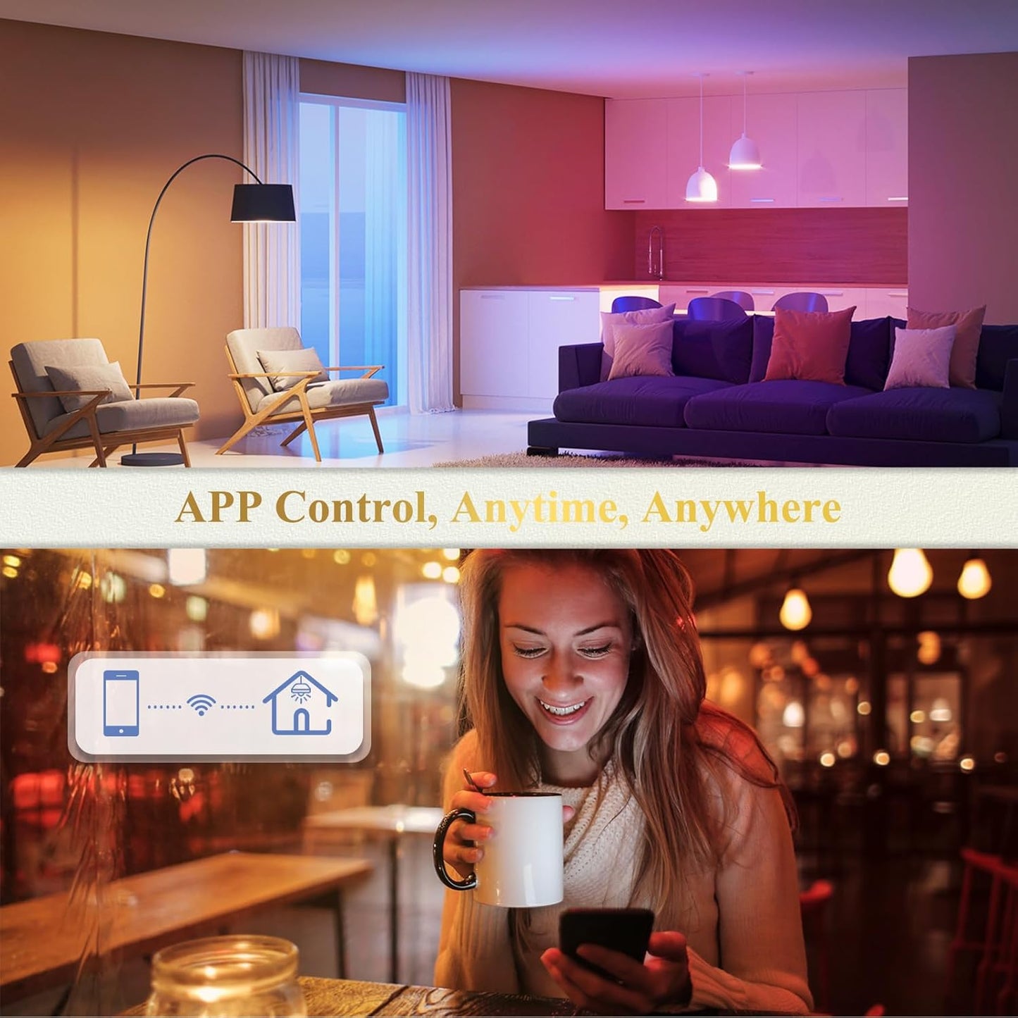 DiCUNO Smart Light Bulbs, Wi-Fi Bluetooth LED Lights, Multi Colors Changing Bulb RGBCW Dimmable, Works with Alexa, Google Home Assistant, No Hub Required, A19 E26 9W 800LM 2.4Ghz only, 2 Pack