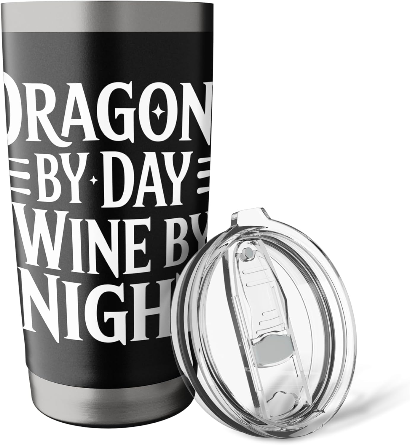 Fantasy Books Reading Time Dragons By Day Wine By Night Stainless Steel Insulated Tumbler