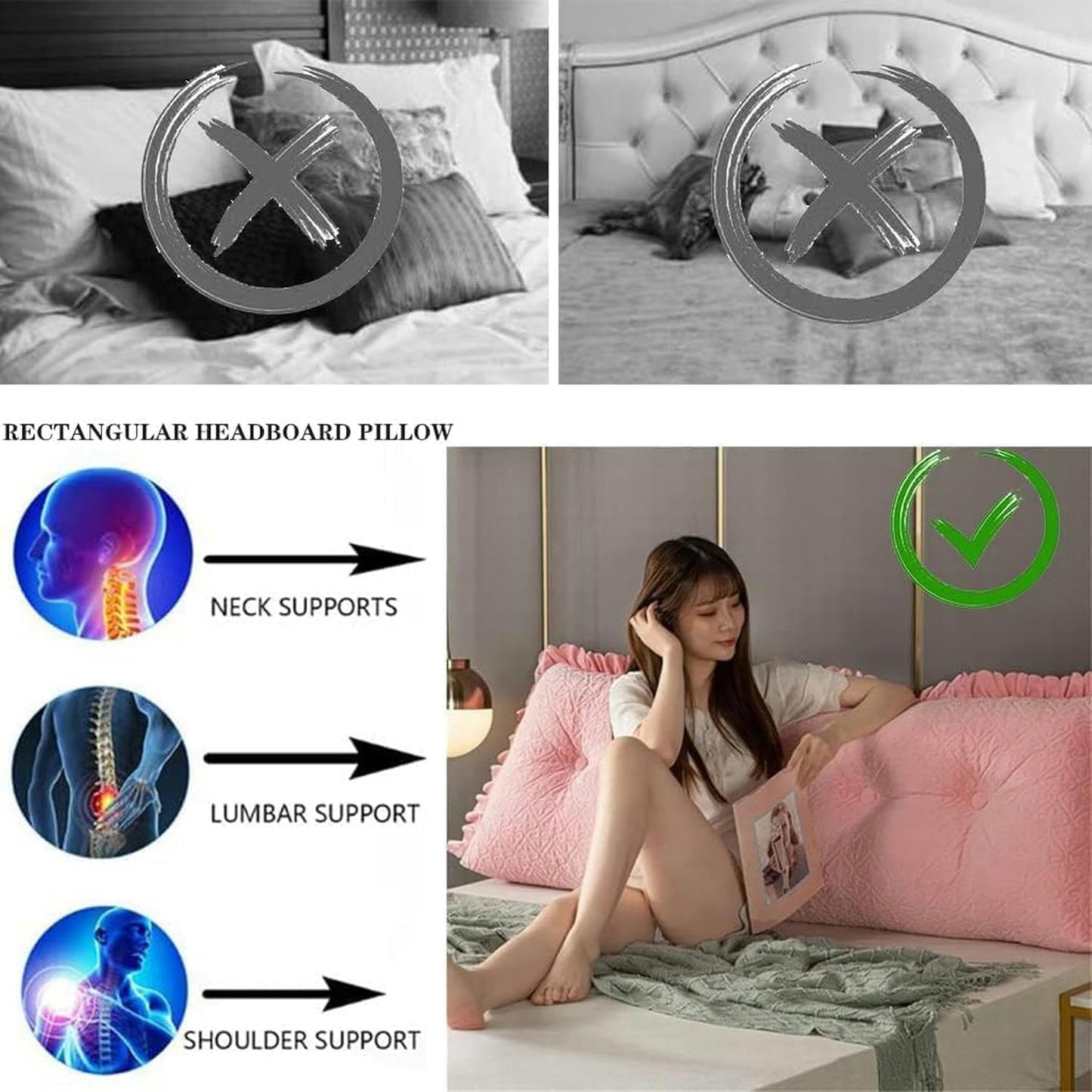 Large Reading Wedge Pillow, Twin Full Queen King Daybed Bed Bunk Bed Bolster Cushion Headboard Pillow Bed Rest Cushion Bed Rest Pillows(Blue,80 * 20 * 50cm)