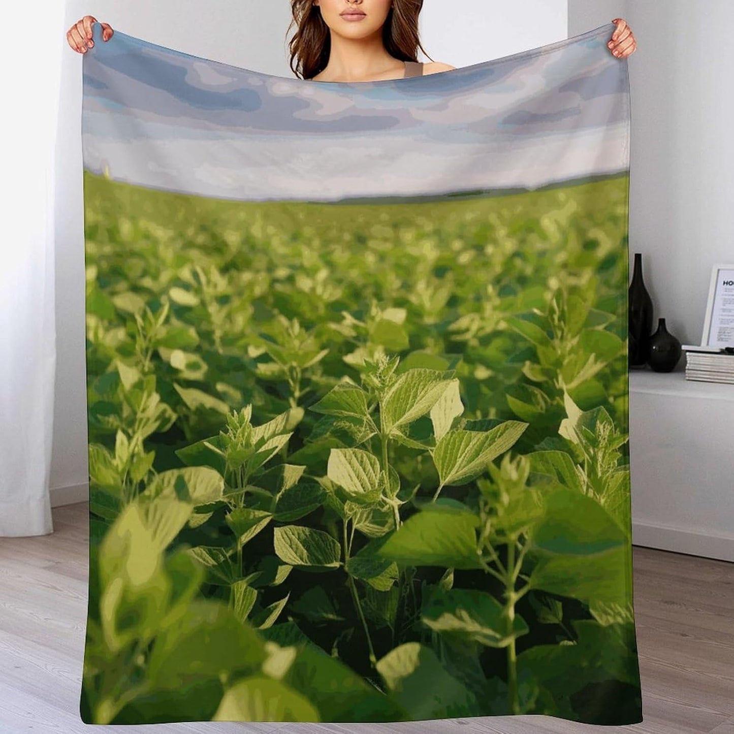 Soybean Field Blanket Super Soft Lightweight Throw Blanket Cute Cozy Warm Bed Blanket Decorative Fuzzy Blanket All-Season Home Decor Gift for Sofa Couch Living Room 60"*80"（150 * 200cm）