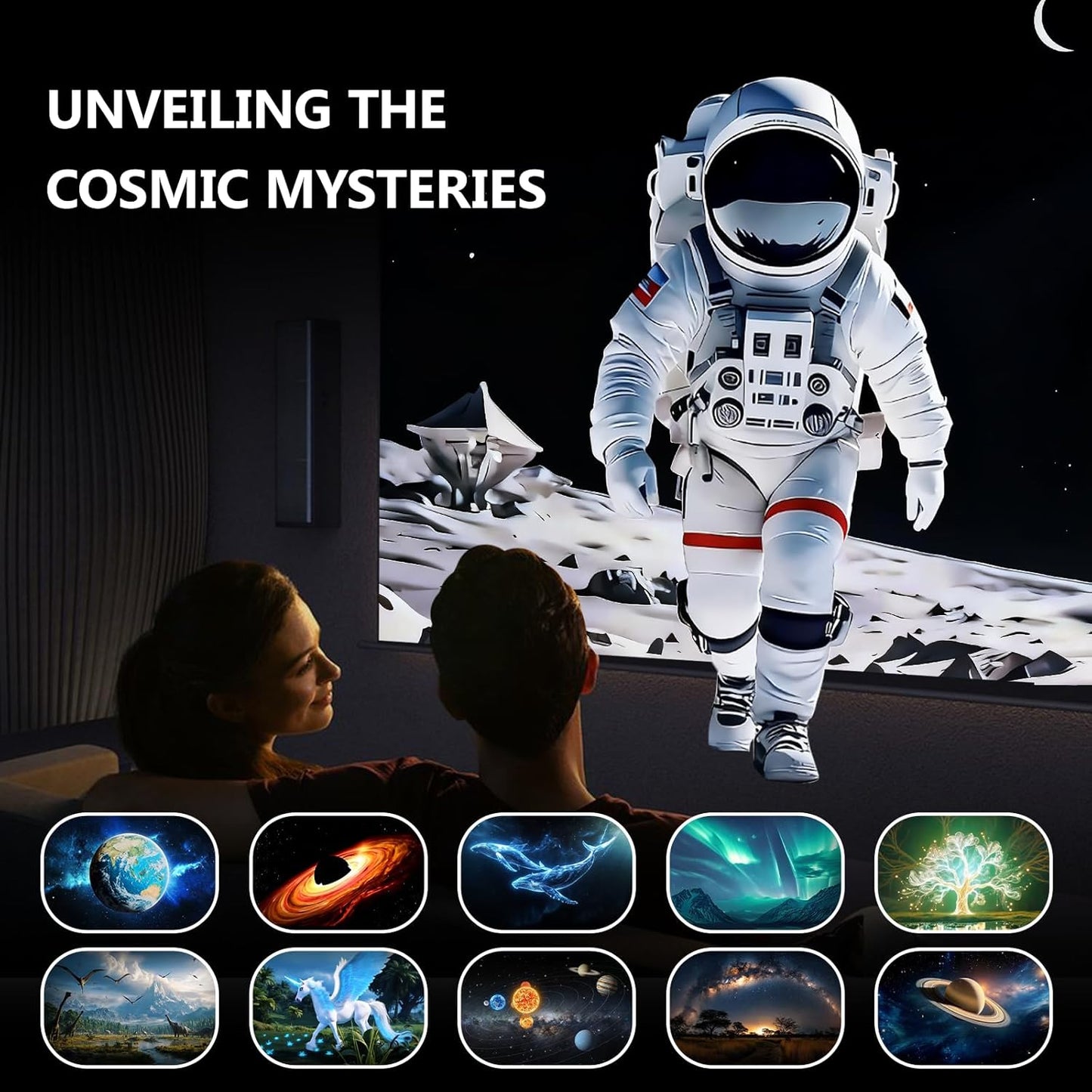 Planetarium 3D Galaxy Projector, Built-in 60 Scene Modes, with Bluetooth Speaker & Remote Control, Star Projector Light for Living Room Bedroom, forr Gifts for Kids, Adult（Telescope White）