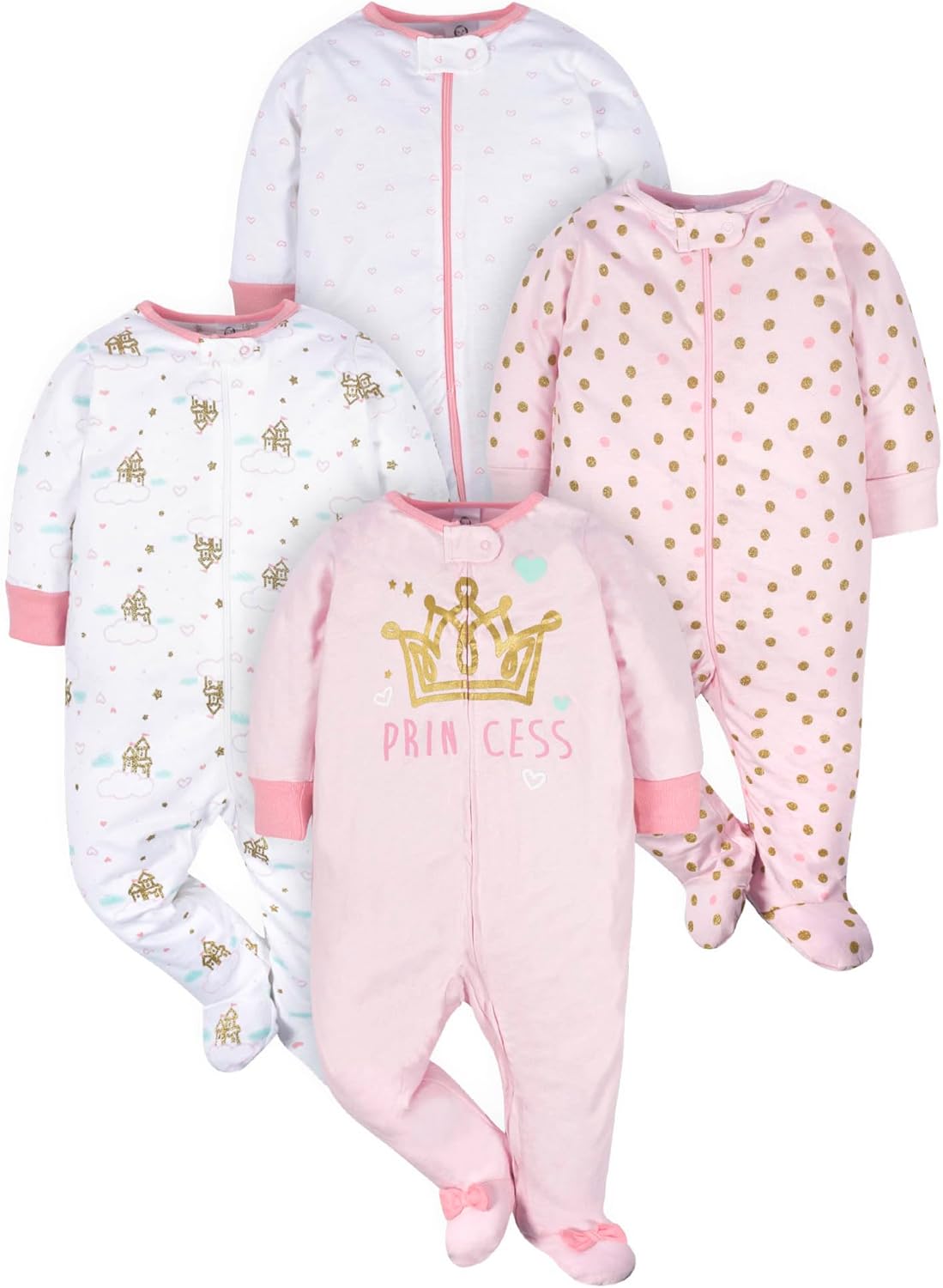 Gerber Baby-Girls 4 Pack Sleep 'N Play Footie