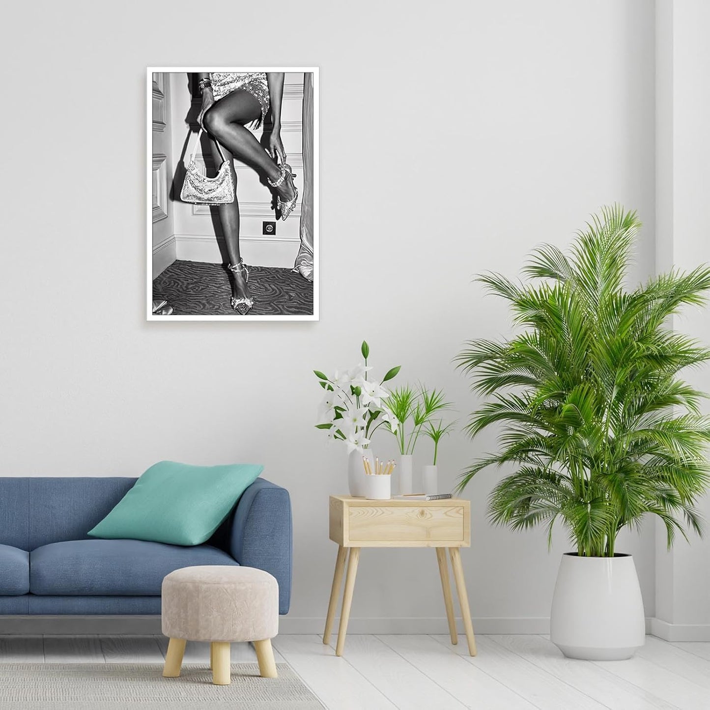 KFDJIG Vintage Fashion Girly Poster Black And White Feminist Photography Wall Art Retro Beautiful Chic Woman Picture Canvas Prints For College Dorm Bedroom Decor 12x16in Unframed