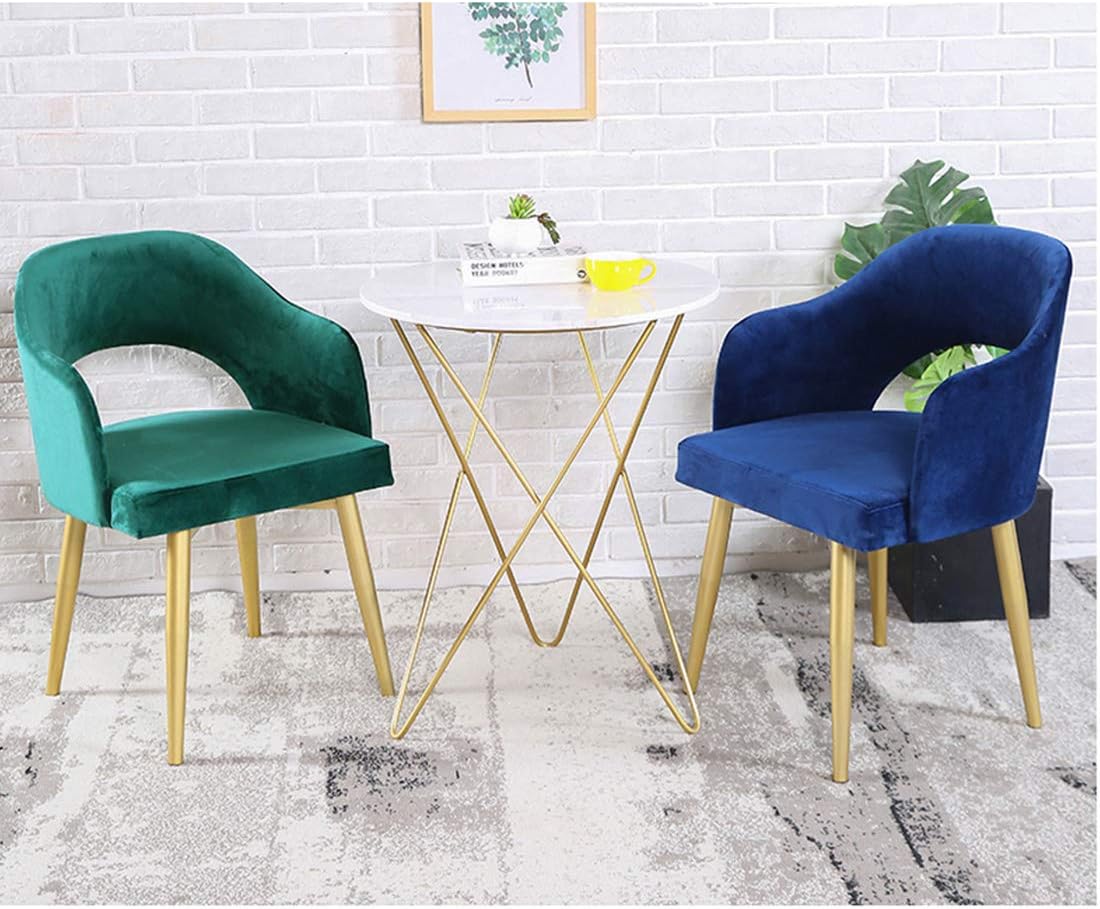 Comfortable Chair Nordic Dining Chair Metal Legs,Ergonomically Designed Coffee Side Chair,Flannelette Upholstered Lounge Sofa Chair,for Leisure/Office/Reception/Living Room/Desk/Patio/Terrace/Office