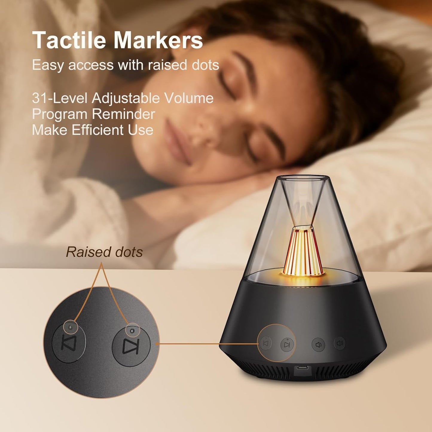 Kipcush Sleep Haven Sound Machine, 30 Non-Looping White & Pink Noise, Adjustable Night Light for Baby and Adult Sleep