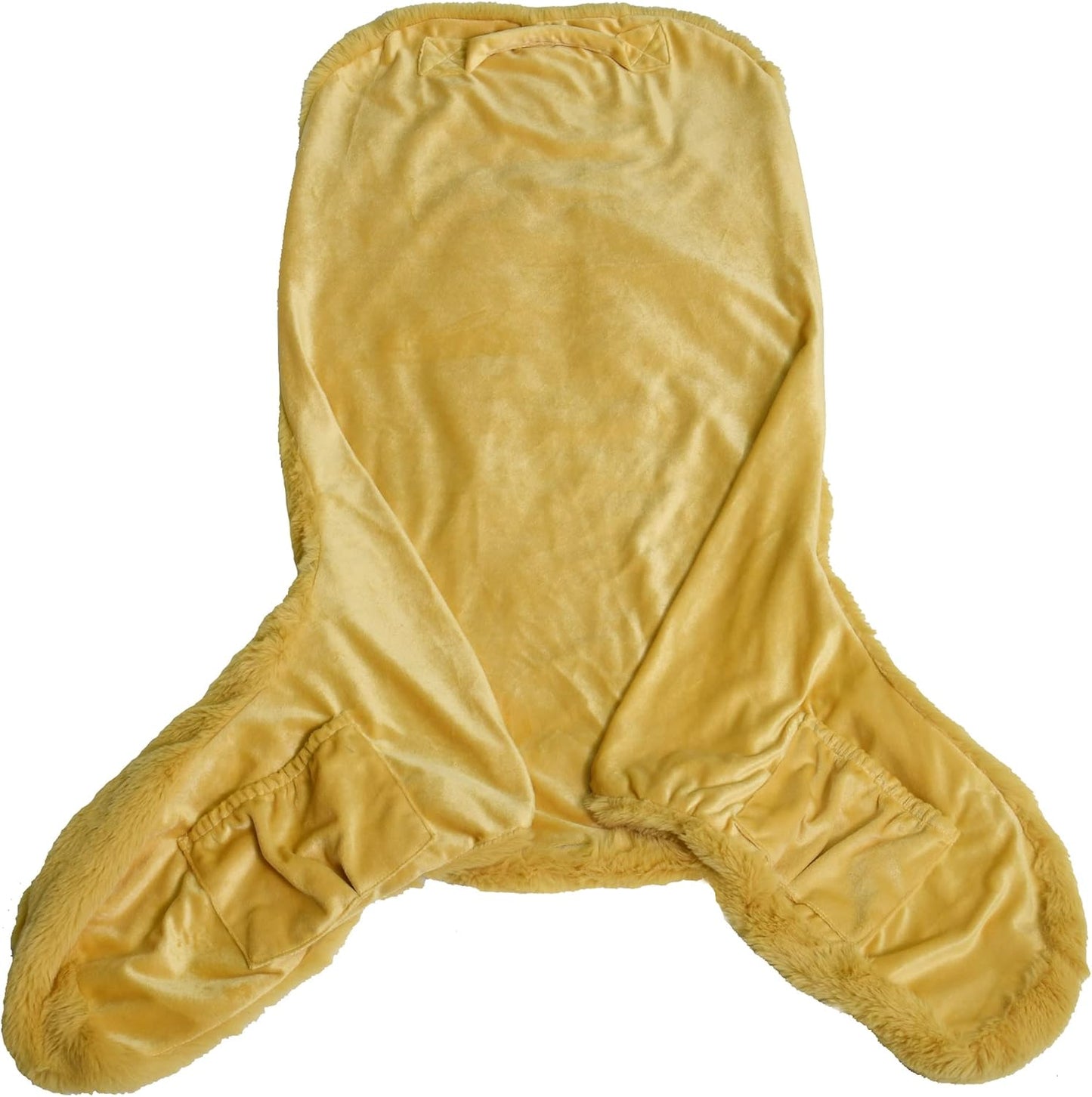 Faux Fur Reading Pillow Cover (Cover ONLY, NO Filler) for Shredded Stuffings, Removable Bed Rest Pillow Cover with Arms Pockets (Zipper Length 15.8"), 30 Inch High, Yellow