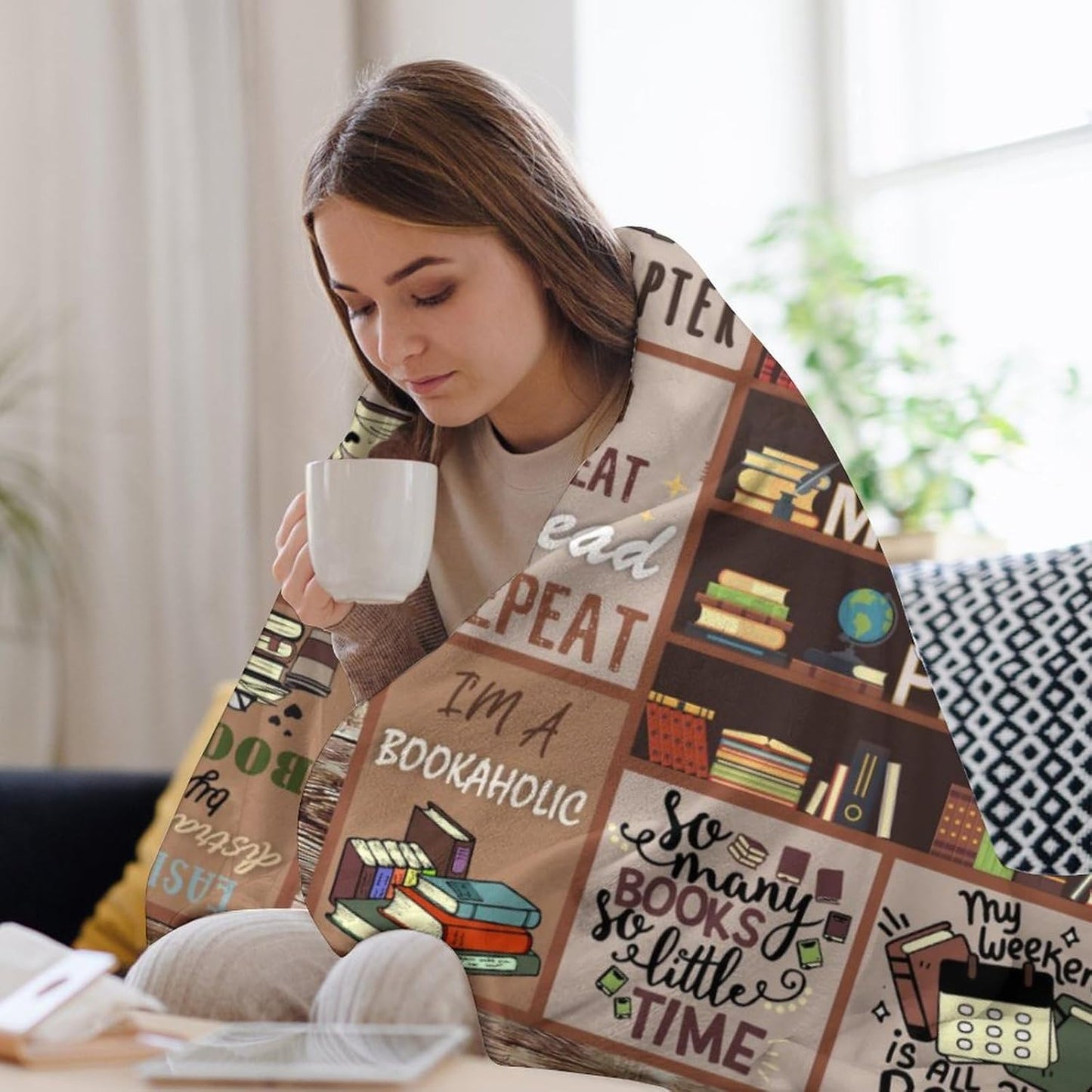 Book Lovers Gifts for Women, Book Lover Gift Ideas, Book Blanket, Gifts for Book Lovers, Reader, Librarian, Bookworm Gifts on Birthday Christmas Throw Blankets 50"x60"