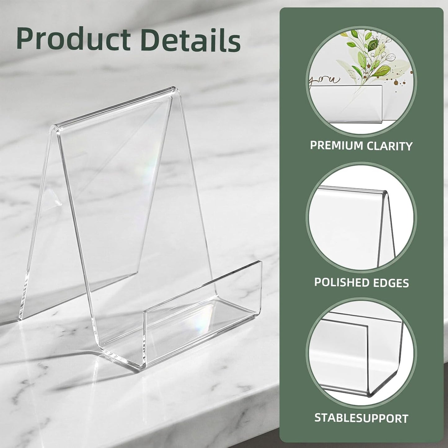 Milisten 10pcs Acrylic Card Display Stands Greeting Card Holder Easels with Bases 10cm 7.5cm for Retail Sports Business Display