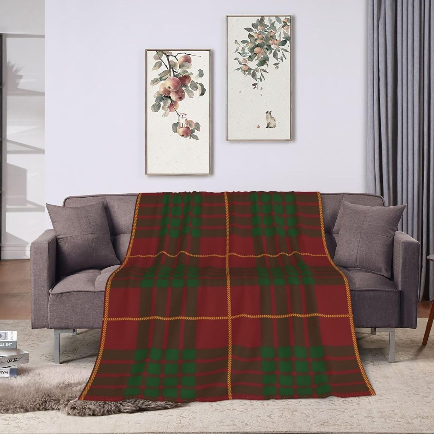 Clan Cameron Scottish Tartan Plaid Blanket Super Soft Flannel Throw,Ultra-Soft Blanket for Bed Or Sofa All Season,Cozy Lightweight Blankets for Women Kids Adults 50"X 40"