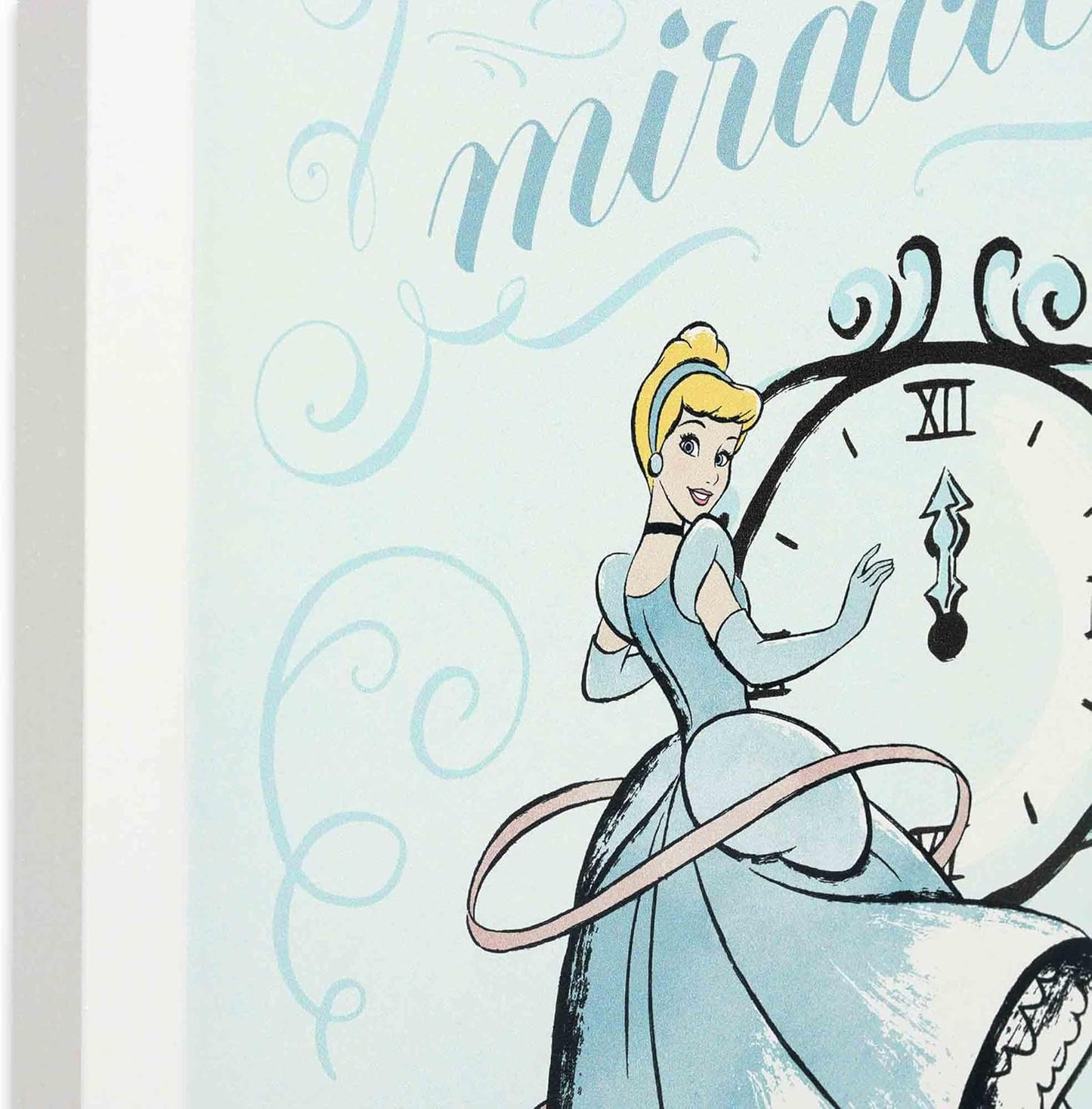 Disney Princess Cinderella Even Miracles Take a Little Time Framed Wood Wall Decor - Inspirational Cinderella Wall Art for Home