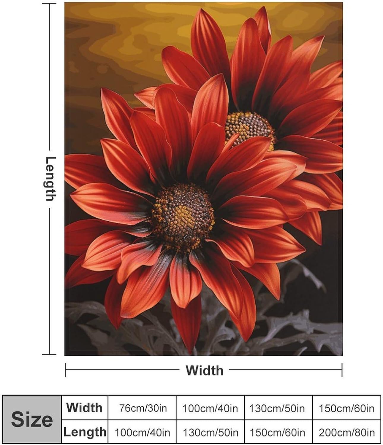 Custom Flannel Fleece Throw Blanket for Adults 40x50 Lightweight Red Sunflower Bedtime Blanket Soft Warm Blankets for Bed Couch Sofa Camping Picnic Wedding Gift Winter Home Decoration