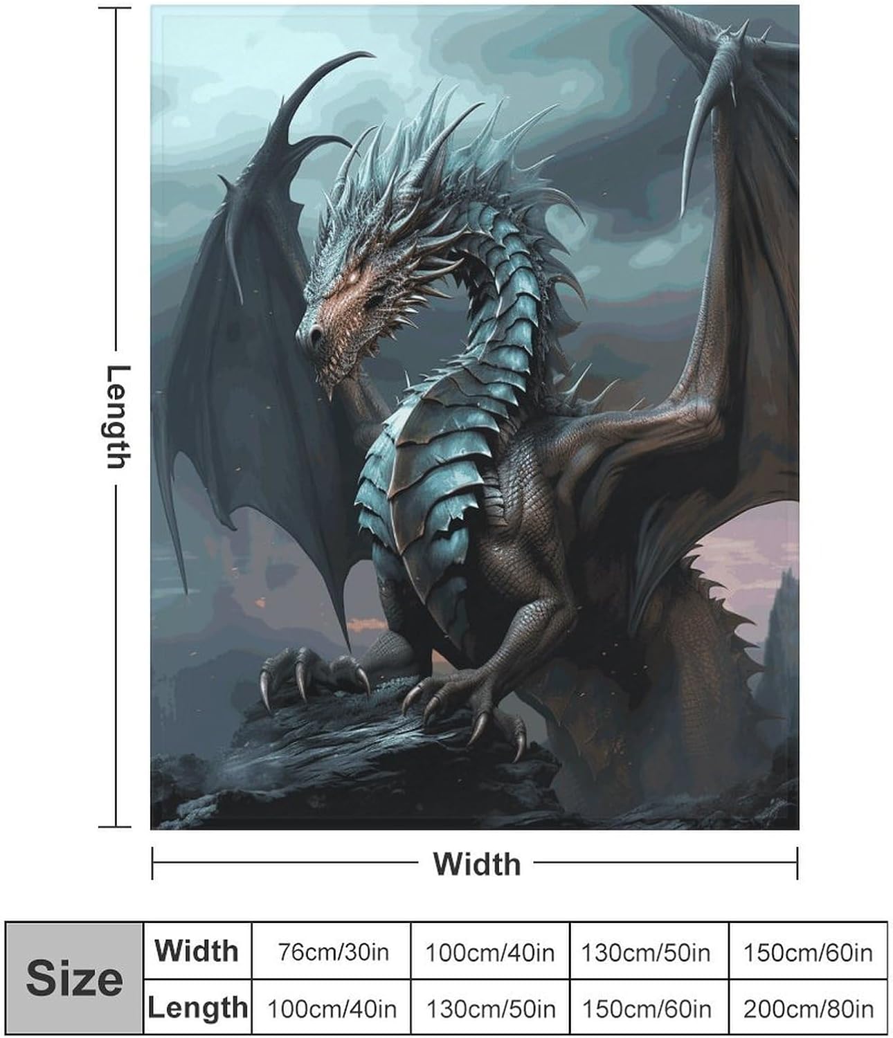 Cool Dragon Throw Blanket for Couch Super Soft Warm Lightweight Throw Blankets Cozy Flannel Bed Blanket Cute Decorative Blankets for All Seasons Home Decor Gift 60"*80"（150 * 200cm）