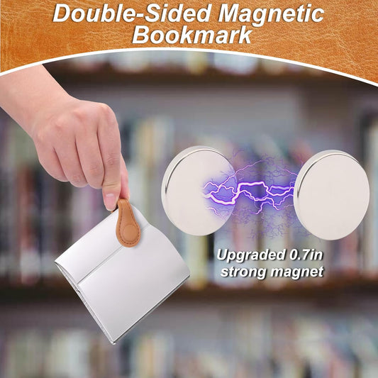 Mity rain 4PCS Magnetic Bookmarks, Magnetic Bookmarks Leather for Women, Double-Sided Vintage Book Mark Clip Gift for Book Lover Readers Men Women Teachers Students, Book Accessories