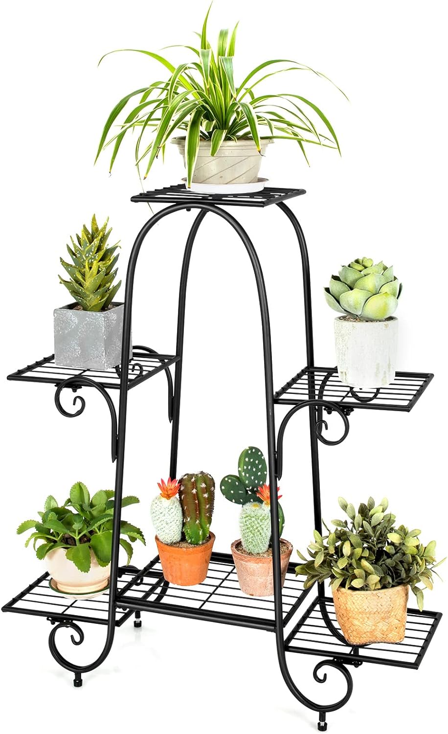 Giantex 6 Tiers Metal Plant Stand Flower Pots Holder, Plant Display Rack for Patio Garden Balcony Home, Indoor Outdoor Storage Shelf Decorative Planter Vertical Flowerpot Holder
