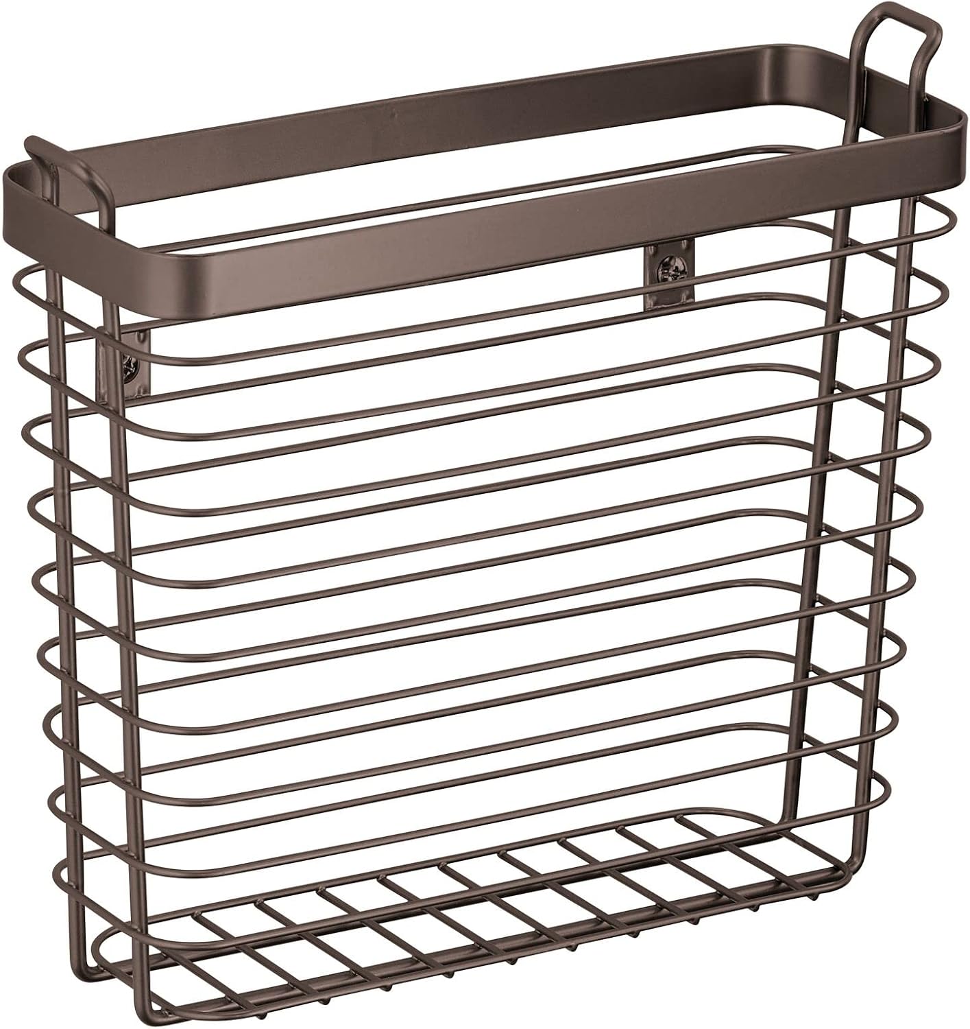 mDesign Metal Wire Farmhouse Wall Mount Magazine Holder, Home Storage Organizer - Space Saving Rack for Magazines, Books, Newspapers, Tablets in Mudroom, Bathroom, Office - Bronze