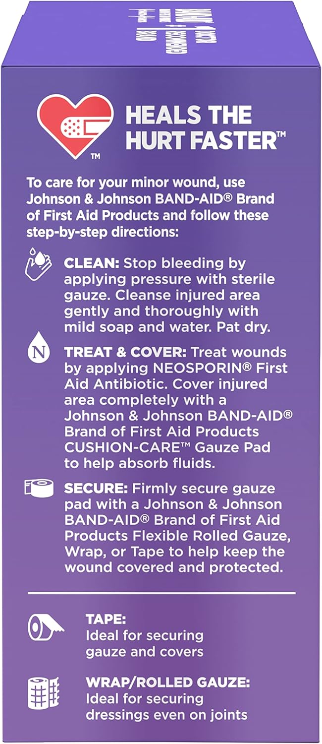 Band-Aid Brand Cushion Care Non-Stick Gauze Pads, Individually-Wrapped, Medium, 3 in x 3 in, 10 ct