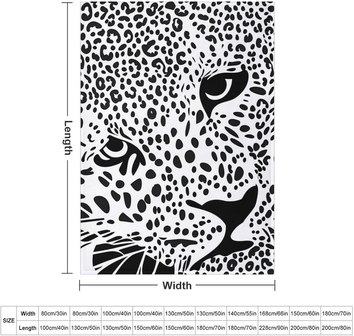 Black and White Leopard Throw Blanket for Couch Bed Plush Cozy Fuzzy Flannel Blanket for All Season 50"x70"