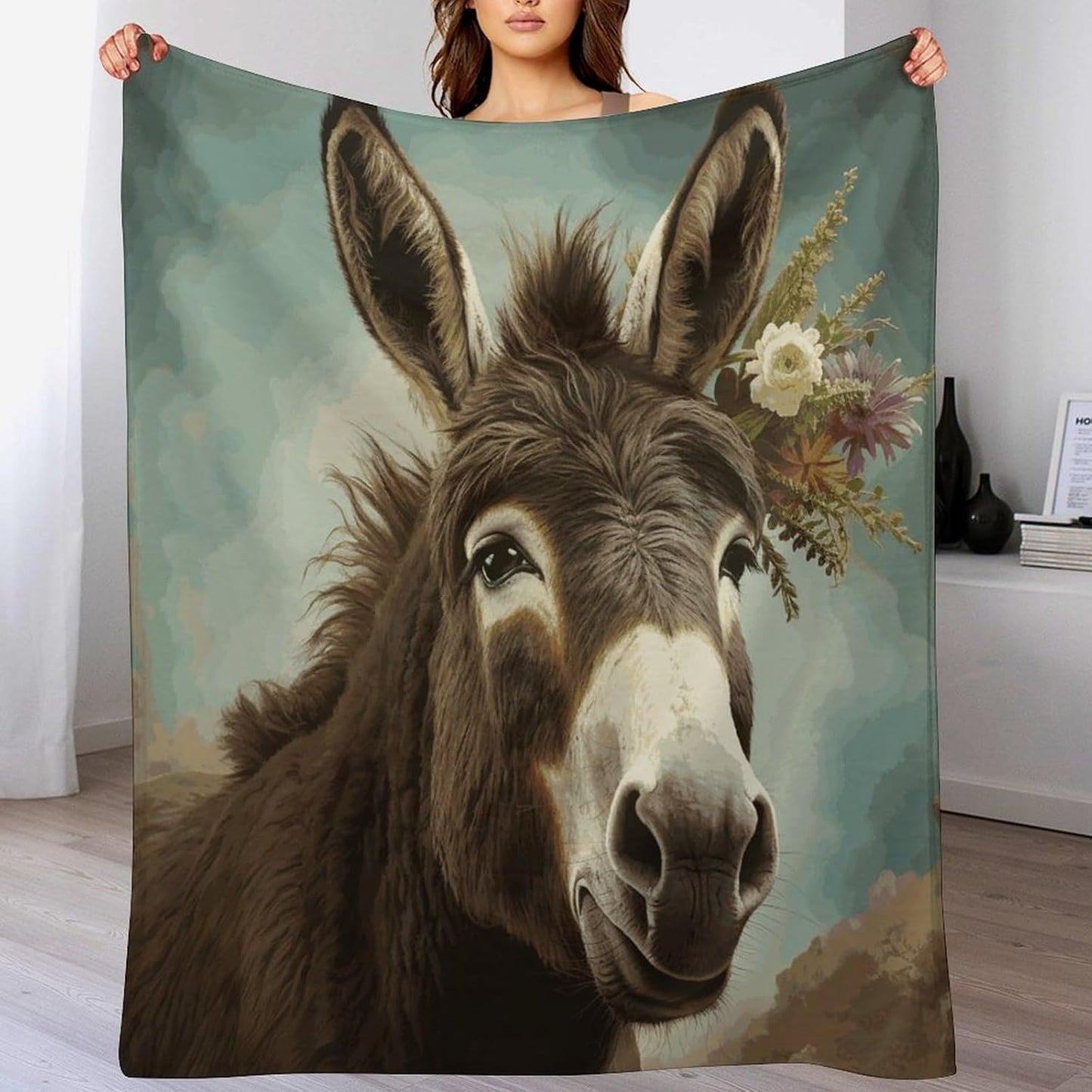 Donkey Animals Throw Blanket for Couch Super Soft Warm Lightweight Throw Blankets Cozy Flannel Bed Blanket Cute Decorative Blankets for All Seasons Home Decor Gift 60"*80"（150 * 200cm）