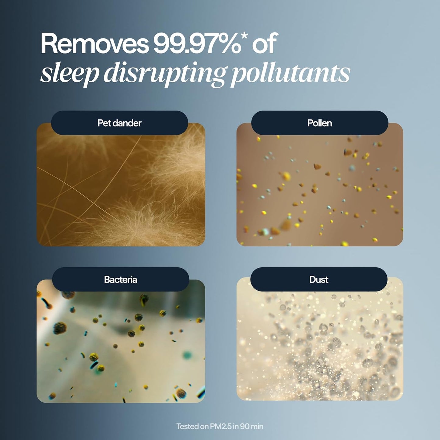 BLUEAIR Purifier for Bedroom - Mini Restful - Sunrise Clock with HEPASilent Filtration and Wake Up Light - Cleans Air and Supports Circadian Rhythm - USB-C and App Connectivity, Blue