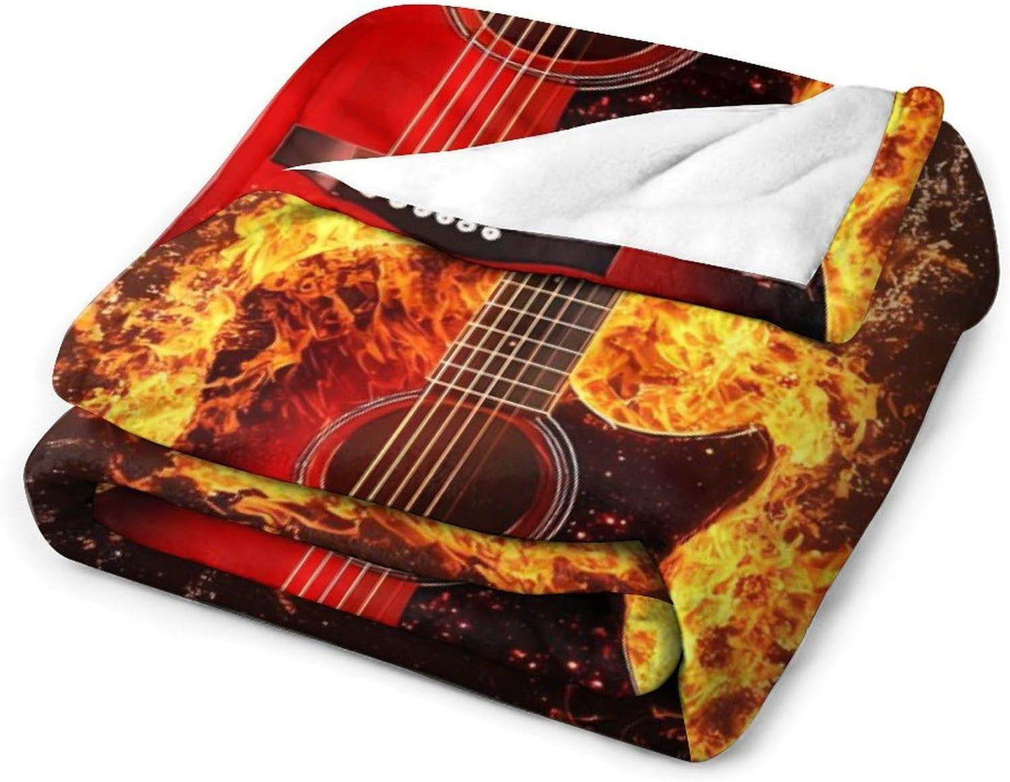 Fire Guitar Throw Blanket for Couch Bed Plush Cozy Fuzzy Flannel Blanket for All Season 40"x60"