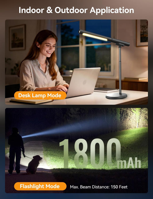 Rechargeable Desk Lamp, Adjustable Magnetic Table Lamp with Removable Cylindrical Light Tube for Study & Bedroom, Dimmable Touch Control & Space-Saving.