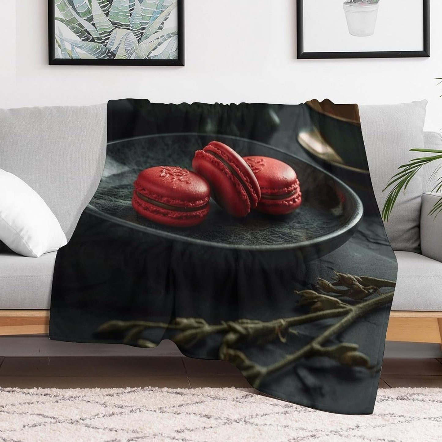 Macaroons on The Plate Throw Blanket for Couch Super Soft Warm Lightweight Throw Blankets Cozy Flannel Bed Blanket Cute Decorative Blankets for All Seasons Home Decor Gift 30"*40"（76 * 100cm）