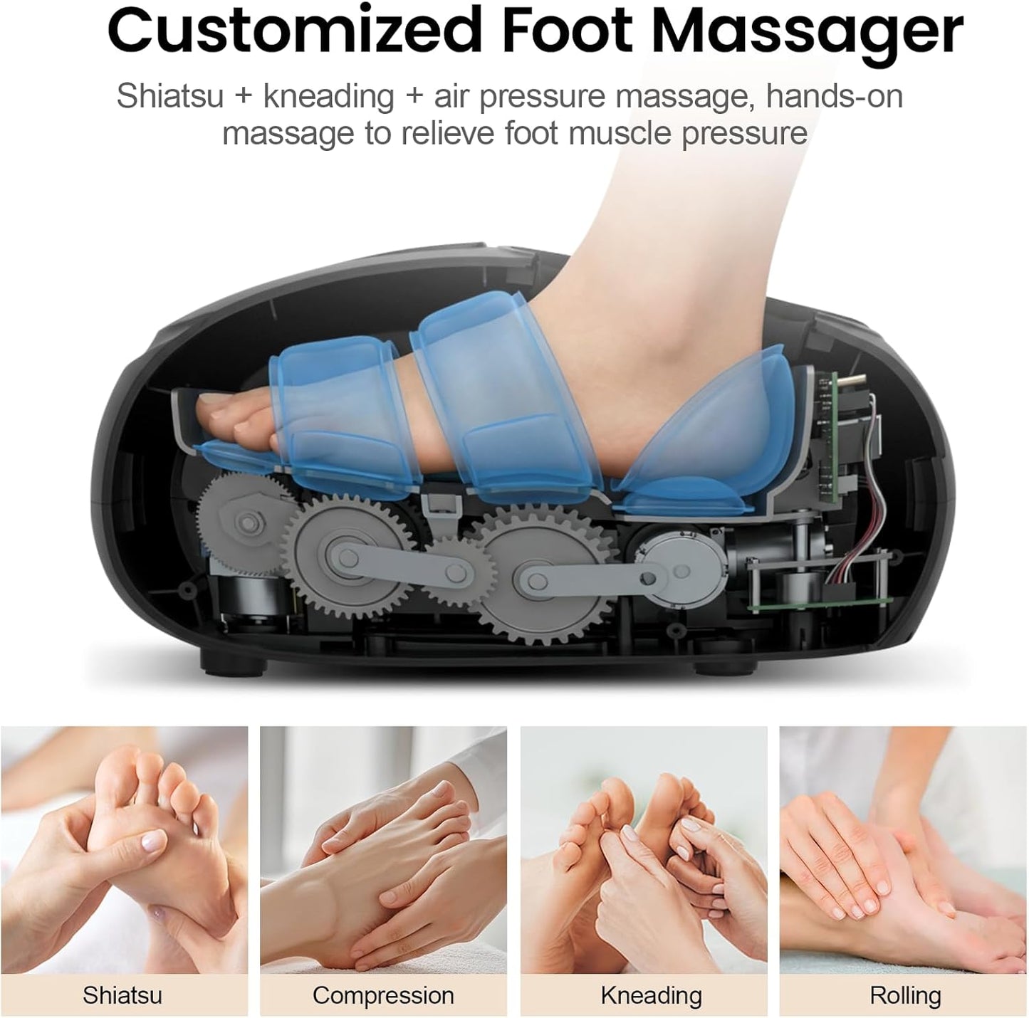 Shiatsu Foot Massager Machine with Heat, Upgraded Deep Kneading/Rolling Foot Massager for Delivers Pain Relief, Plantar Fasciitis, Neuropathy, Fits Up to 13‘’, Gifts for Women Mom Men Dad Seniors