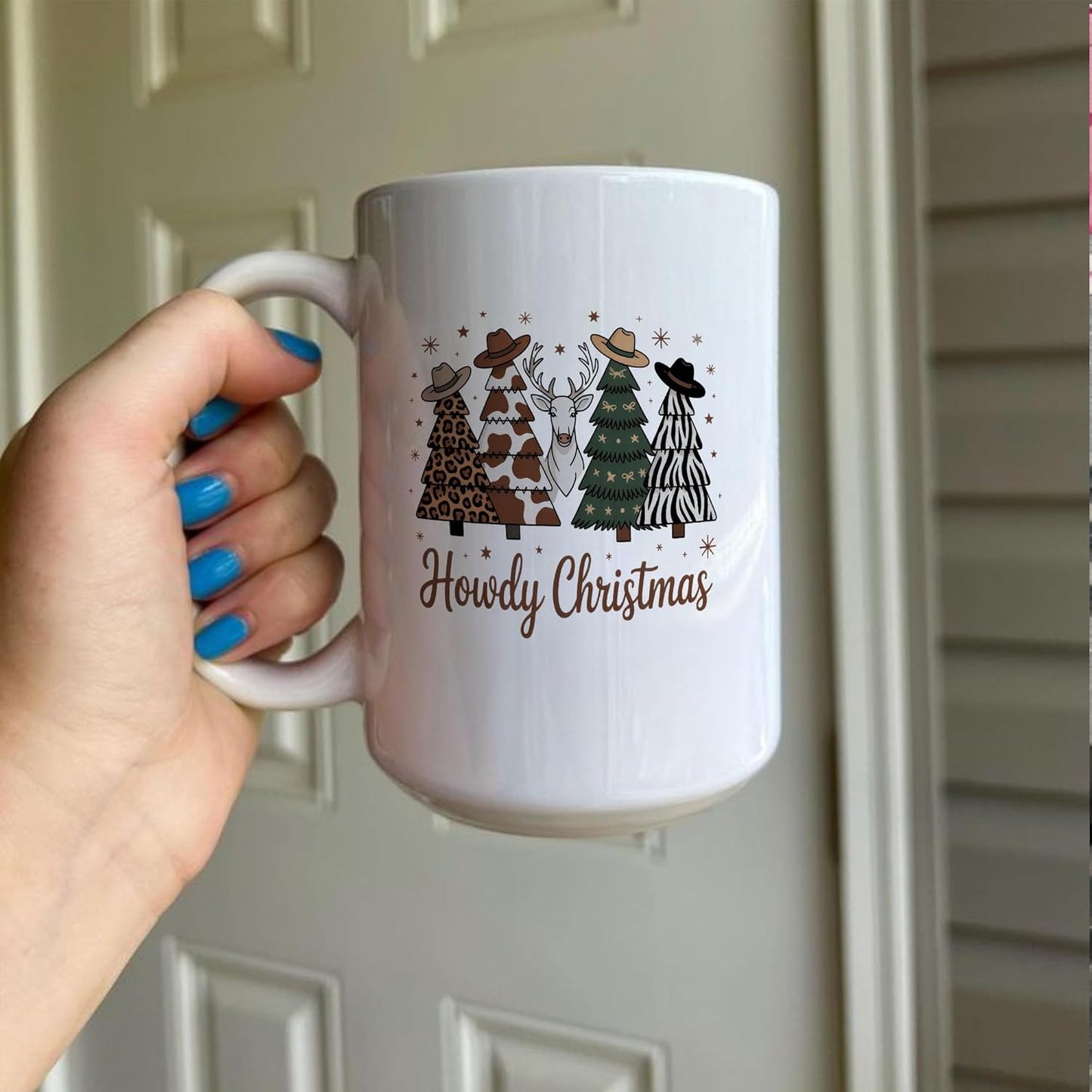 Funny Western Leopard Milk Cow Stripe Zebra Christmas Tree White Mugs, 11oz 15oz Drinking Cups, Kitchen Décor, Gifts For Book Lovers