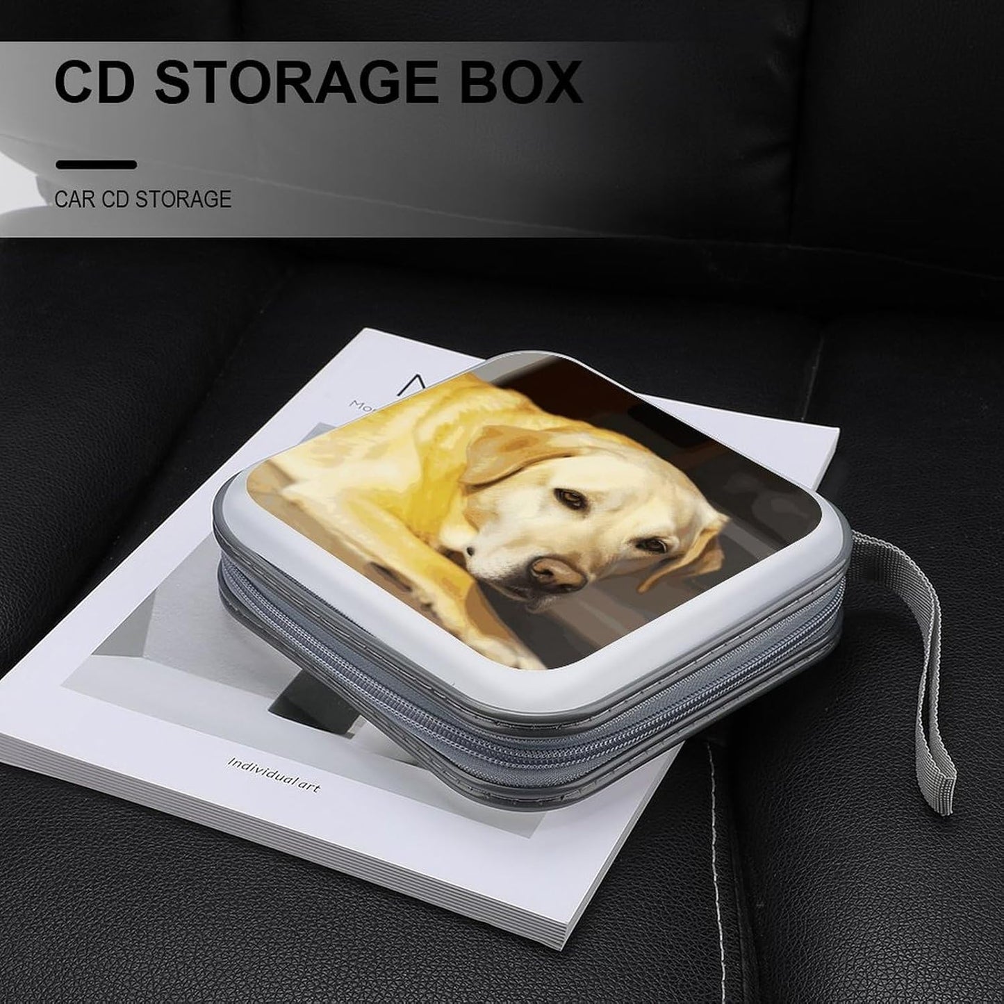 Yellow Dog CD Case 40 Capacity Case Zipper CD Collection Bag with Handles Cover DVD Storage Hard Plastic DVD Disc Cases Storage Binder for Car Home Office Travel