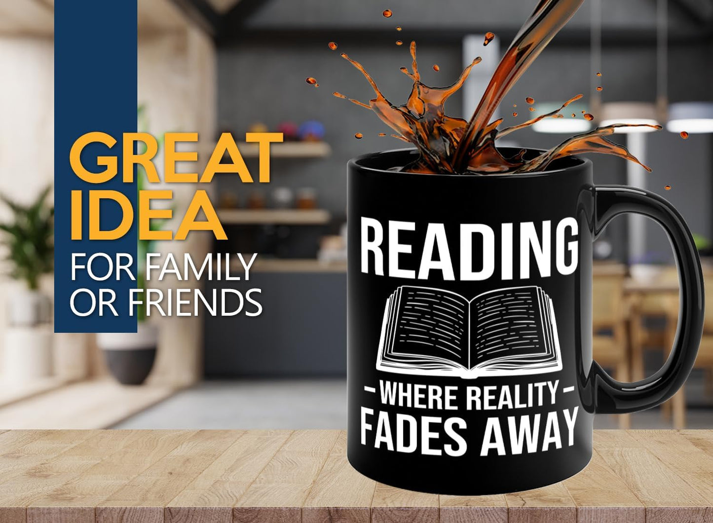 Book Lover Coffee Mug 11oz Black -Reading Where Reality - Bookworm Literature Library Book Lover Reader Booked Editor Intellectual Studious