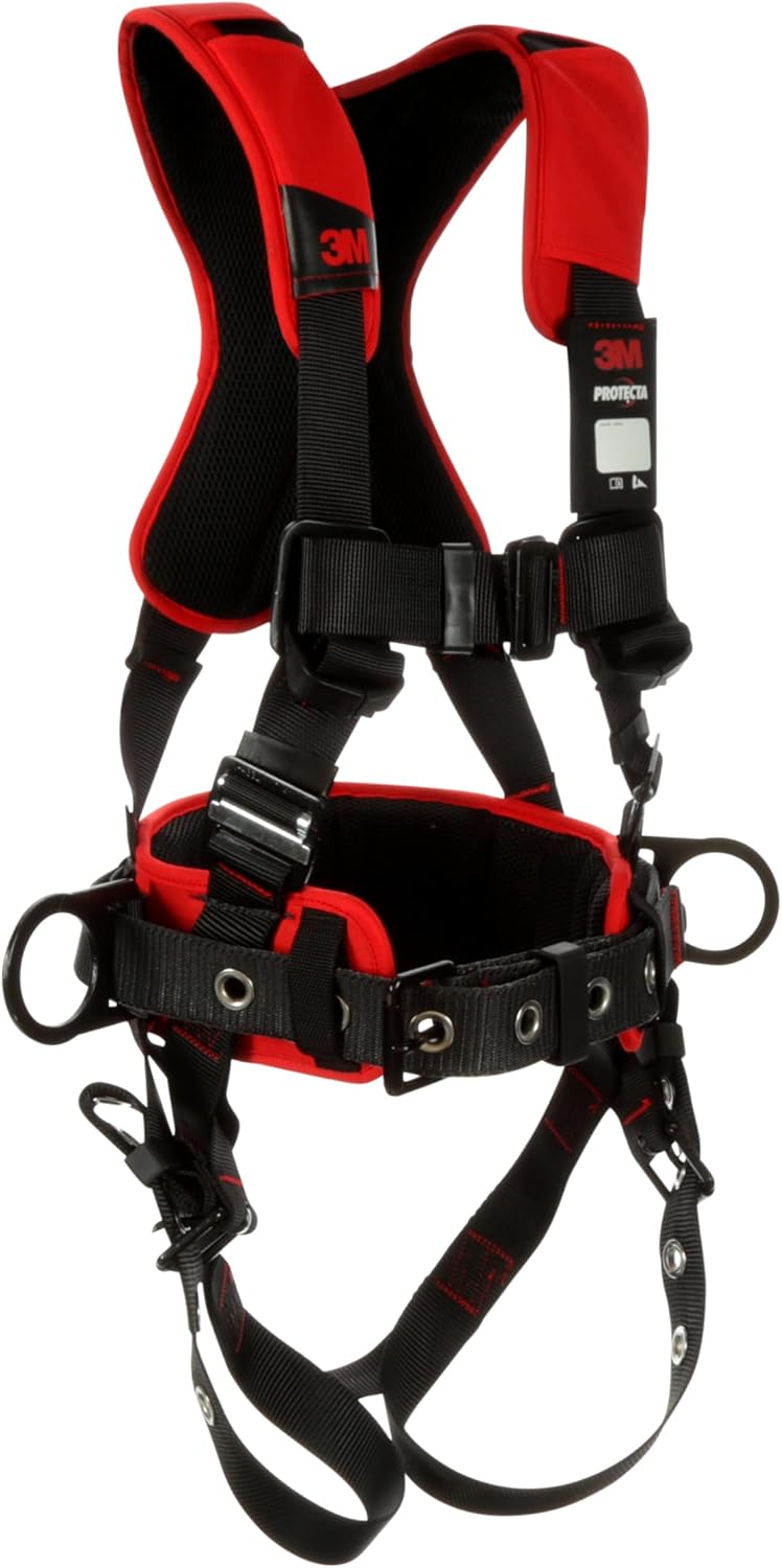 3M Protecta Medium - Large Comfort Construction Style Full Body Positioning Harness With Easy-Link Web Adapter, Auto-Resetting Lanyard Keeper And Impact Indicator