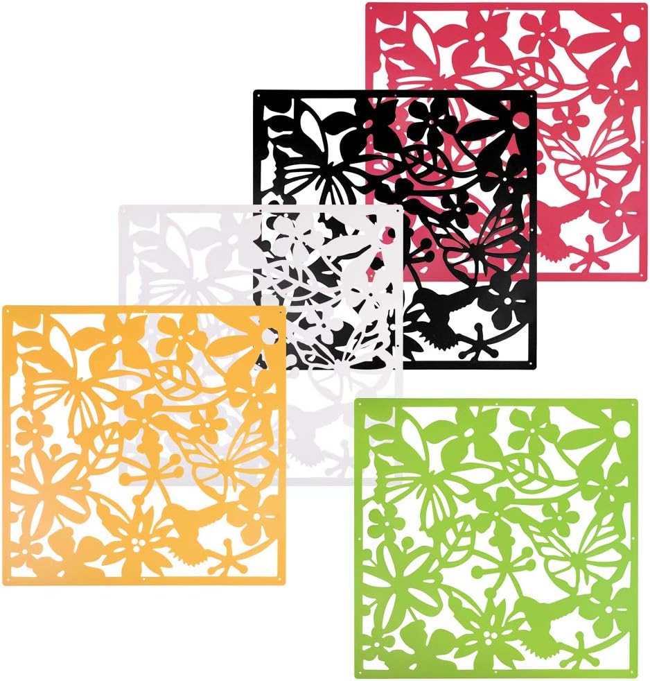 ANMINY 24 PCS Hanging Room Divider Flower Carving Pattern Panels Decorative Wall Screen Panel Hollow Out Design for Living Dining Room Kitchen Bedroom Office Bar Restaurant Home Hotel Decor - Black