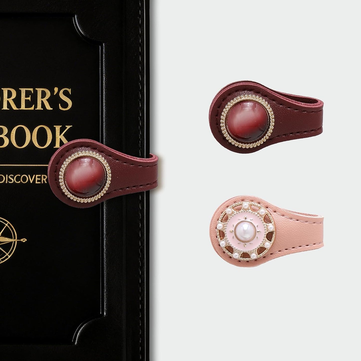 Magnetic Leather Bookmark Clip, 2 Pcs Leather Magnetic Bookmarks for Women