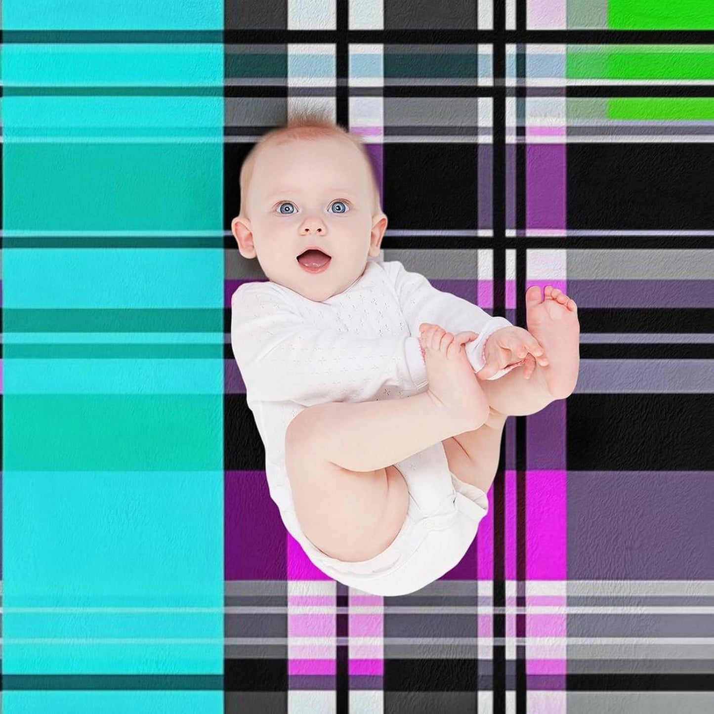 Colorful Plaid Throw Blanket for Couch Bed Plush Cozy Fuzzy Flannel Blanket for All Season 50"x60"