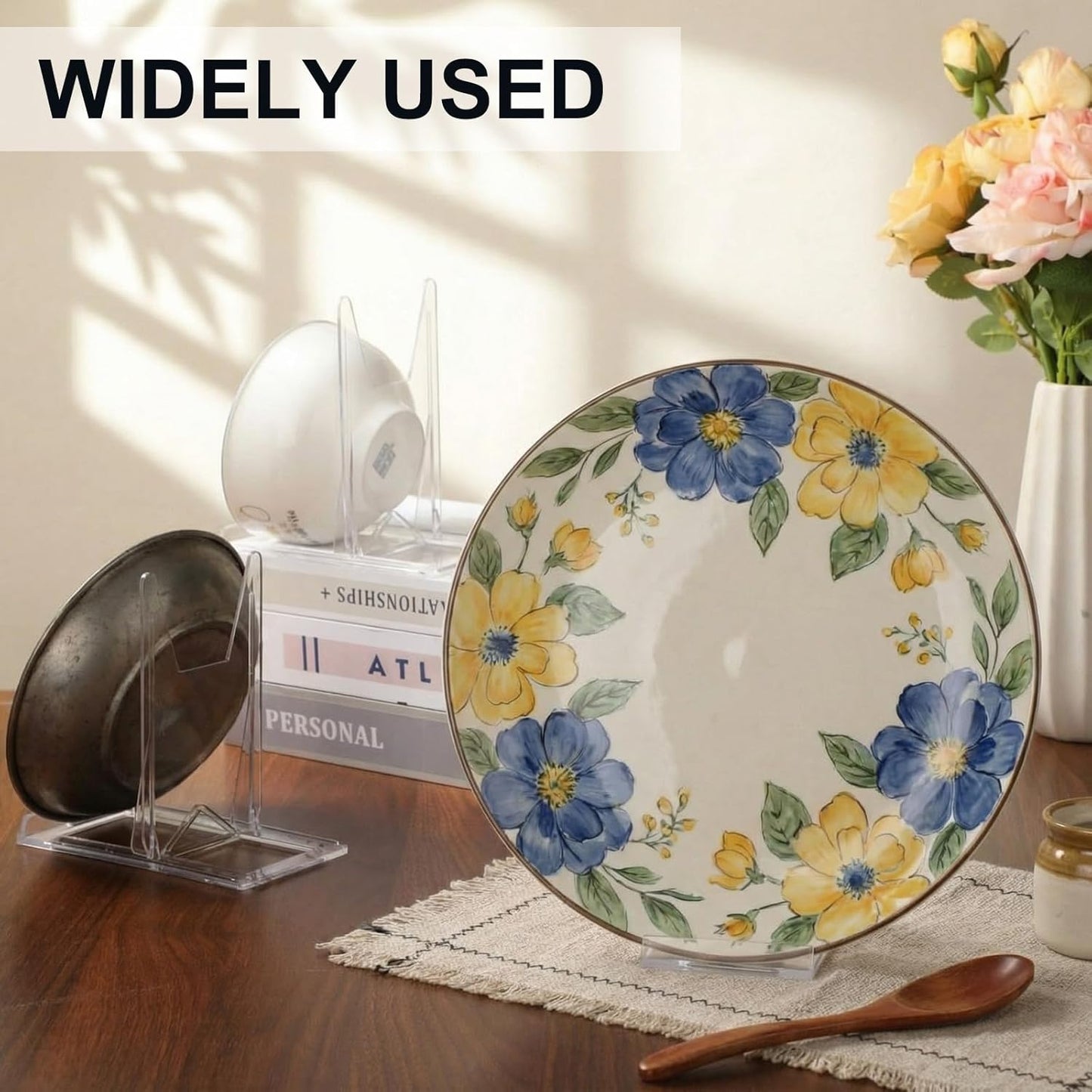 30 Pack 5.91 Inch Acrylic Adjustable Plate Stands for Display Large Clear Stand Holder Picture Plate Holder Clear Easels Stands to Display Pictures for Home Office Festival Party Decoration