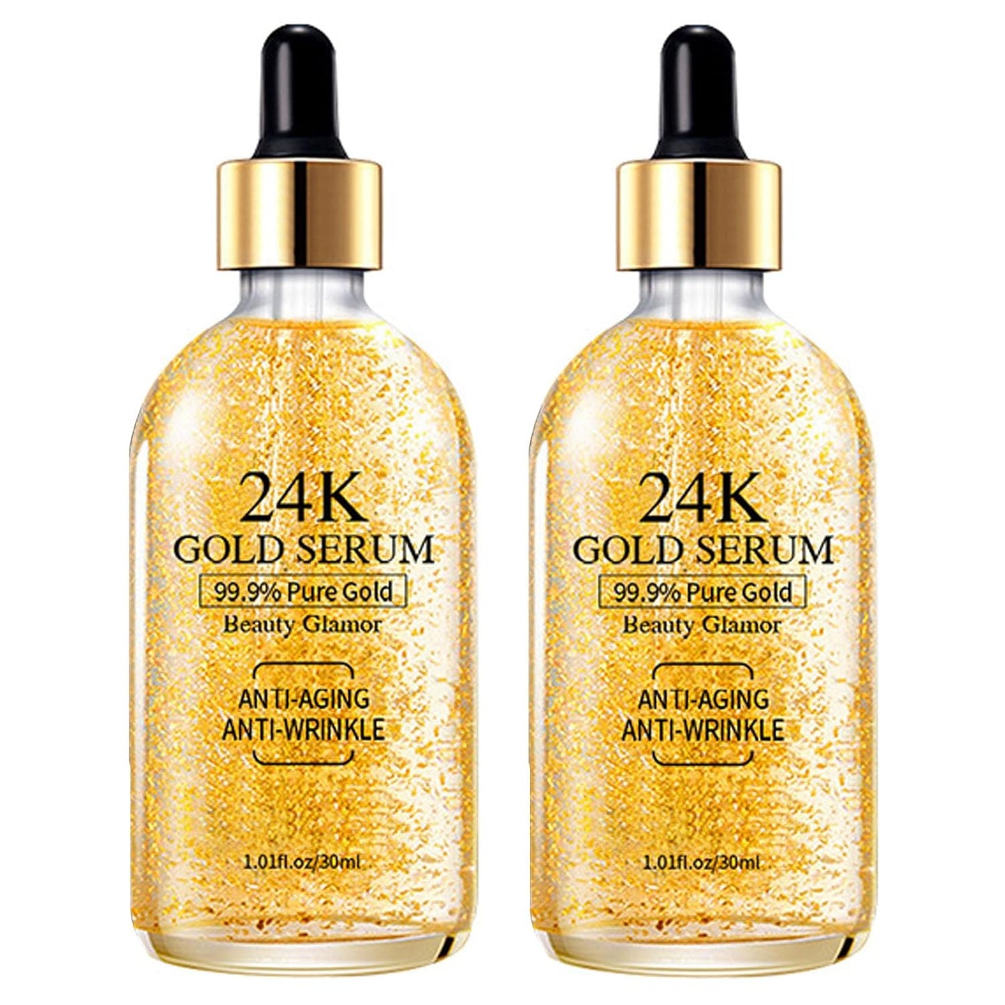 24K Gold Serum for Face, 2Pack Skin Tone Even Anti Aging Moisturizer with Vitamin,Glow Collagen Booster Serum Hyaluronic Acid for Dark Spots & Fine Lines, 2.02fl oz