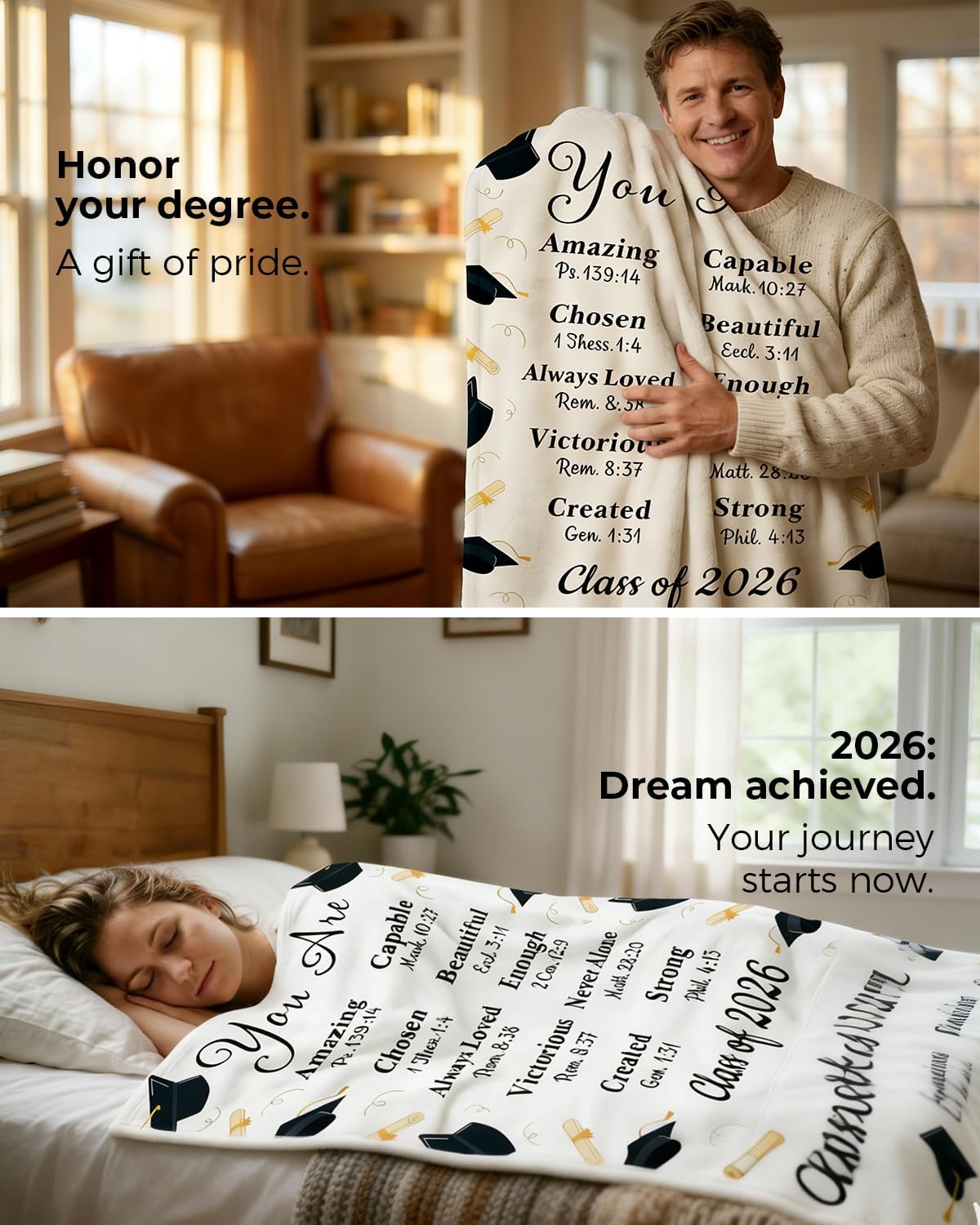 2026 Graduation Stuff & Senior Night Party Supplies - Class of 2026 Flannel Throw Blanket 50"x60" | Bulk Gifts for Seniors, Soft Commemorative Graduation Decor