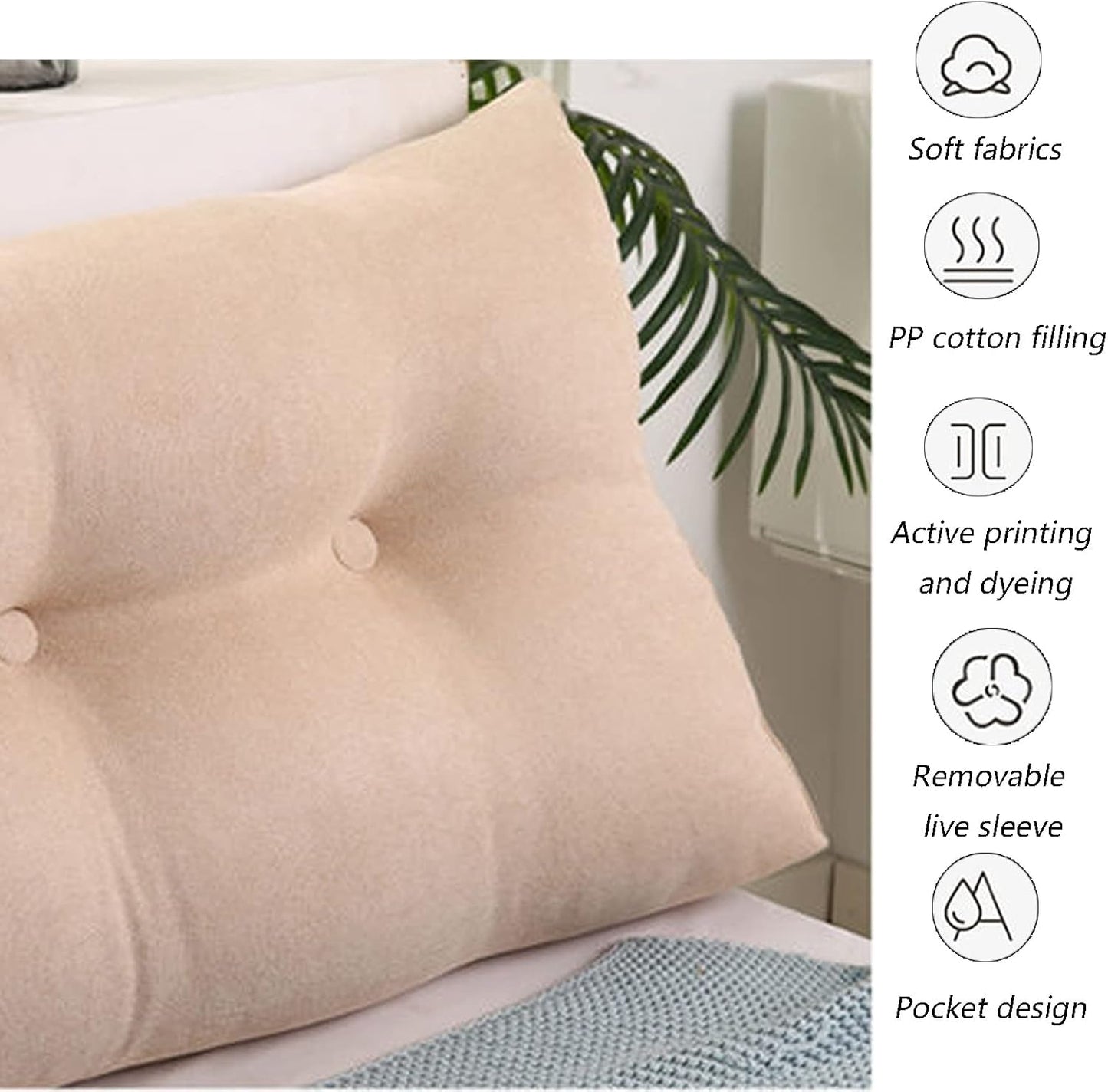 Triangle Headboard Pillow, Removable Cover Back Support Cushion for Daybed, Colorful Bolster Pillow 80x20x50CM - Comfortable Sleep & Relaxation Accessory (F 100 x20 x50CM)