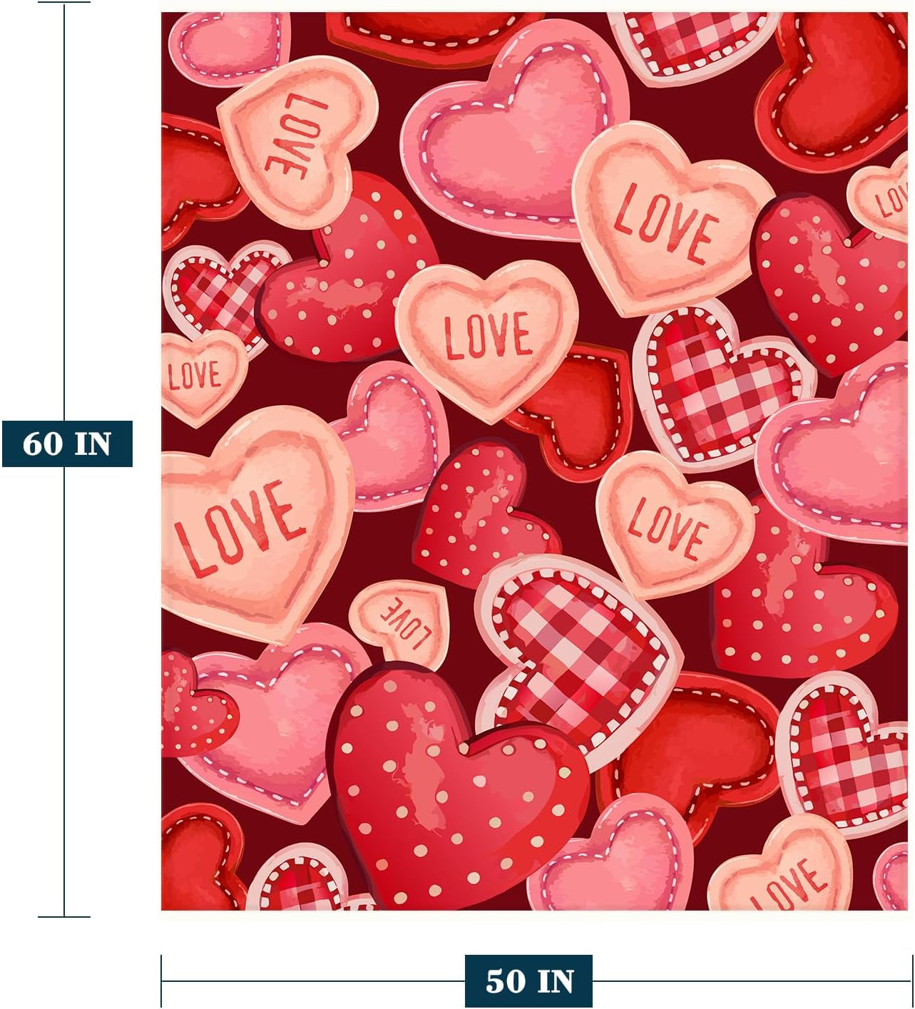 YeeJu Valentines Day Decorative Throw Blanket 50 by 60 Pink Plaid Love Heart Throw Blanket Girlfriend Wife Couple Gift Blanket for Couch Sofa Bed Soft Fleece Blankets and Throws 50x60