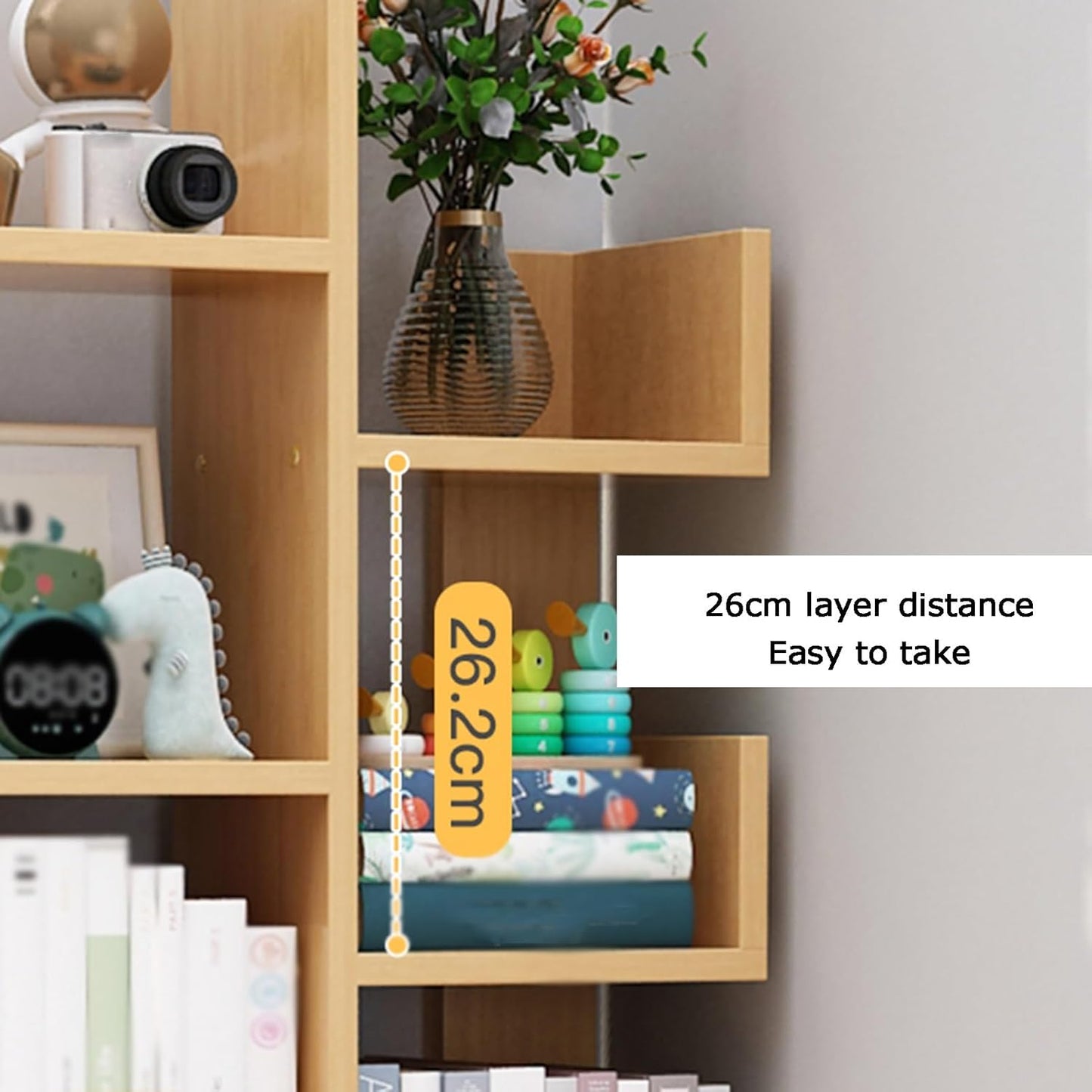 Tree-Shaped Bookshelf, Vertical Book Organizer with 7/9/11 Tiers, Space-Saving Bookcase for Living Room & Bedroom, Modern White Design (41x17x118cm)