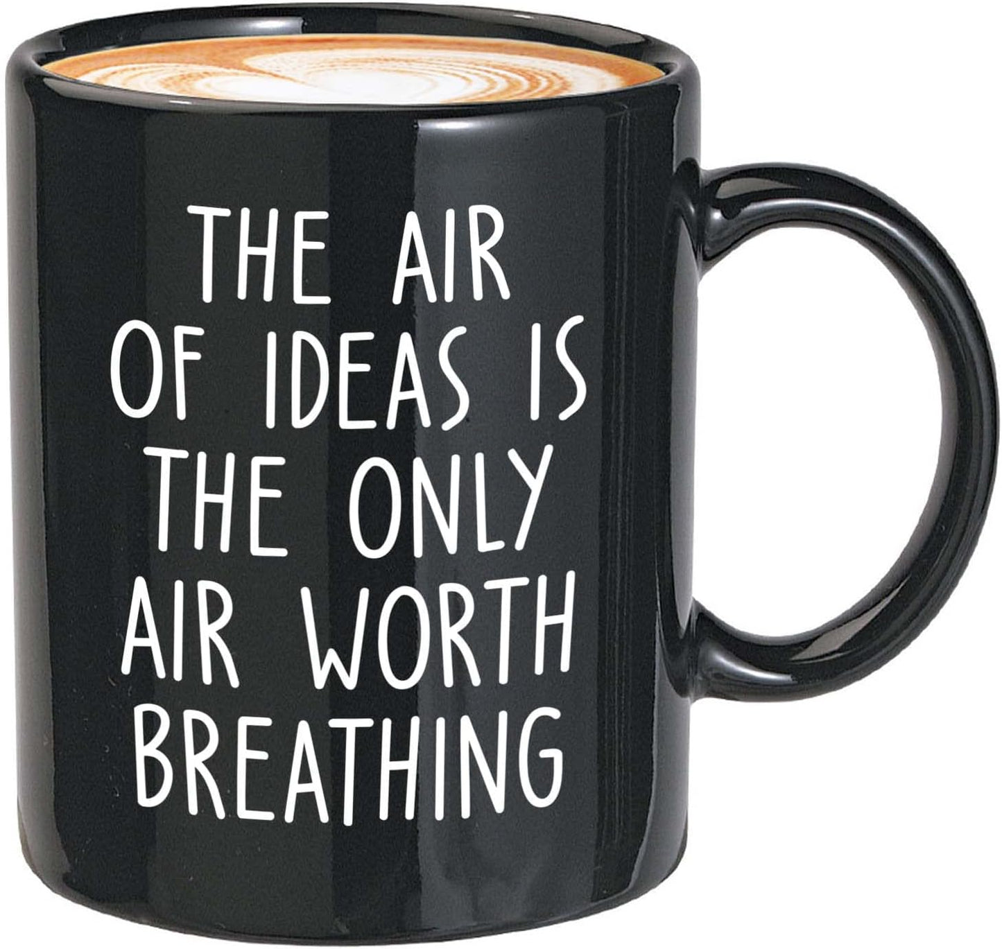 Bubble Hugs Writer Coffee Mug 11oz Black - The air of ideas is the only air worth breathing - Reading Book Lover for Bookworm Bibliophile Librarians Author Readers Bookish