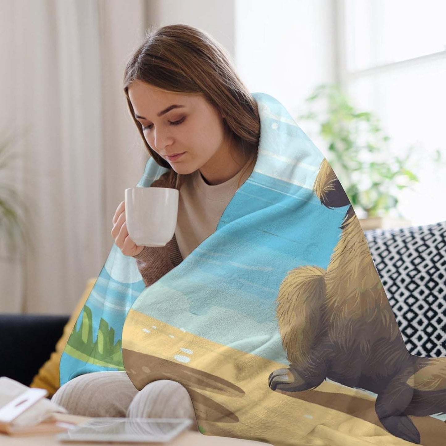 Sloth on Beach Blanket Super Soft Lightweight Throw Blanket Cute Cozy Warm Bed Blanket Decorative Fuzzy Blanket All-Season Home Decor Gift for Sofa Couch Living Room 60"*80"（150 * 200cm）
